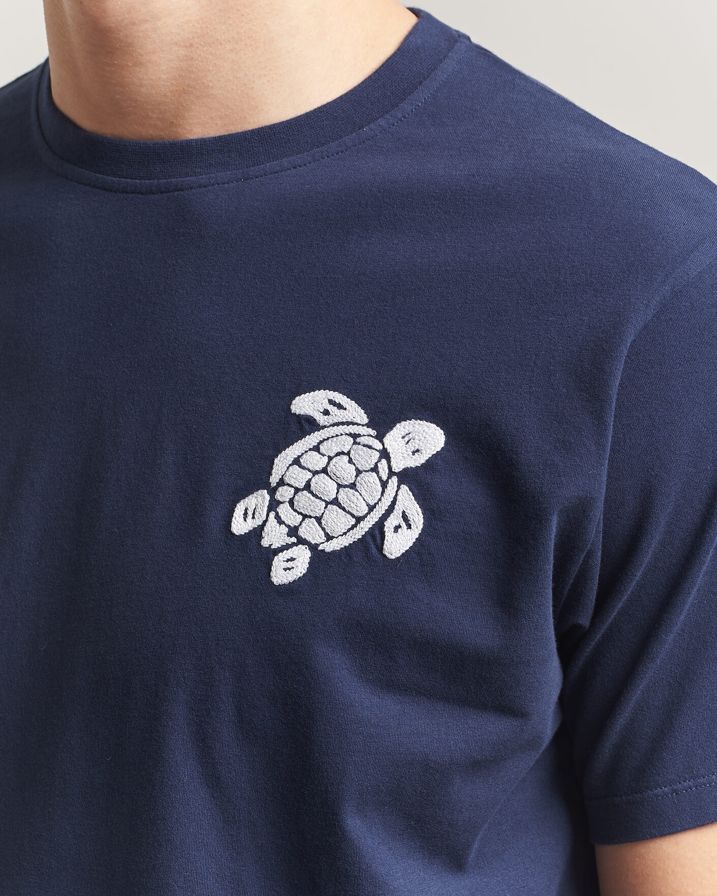 Herre | T-Shirts | Vilebrequin | Embroidered Crew Neck T-Shirt Bleu Marine