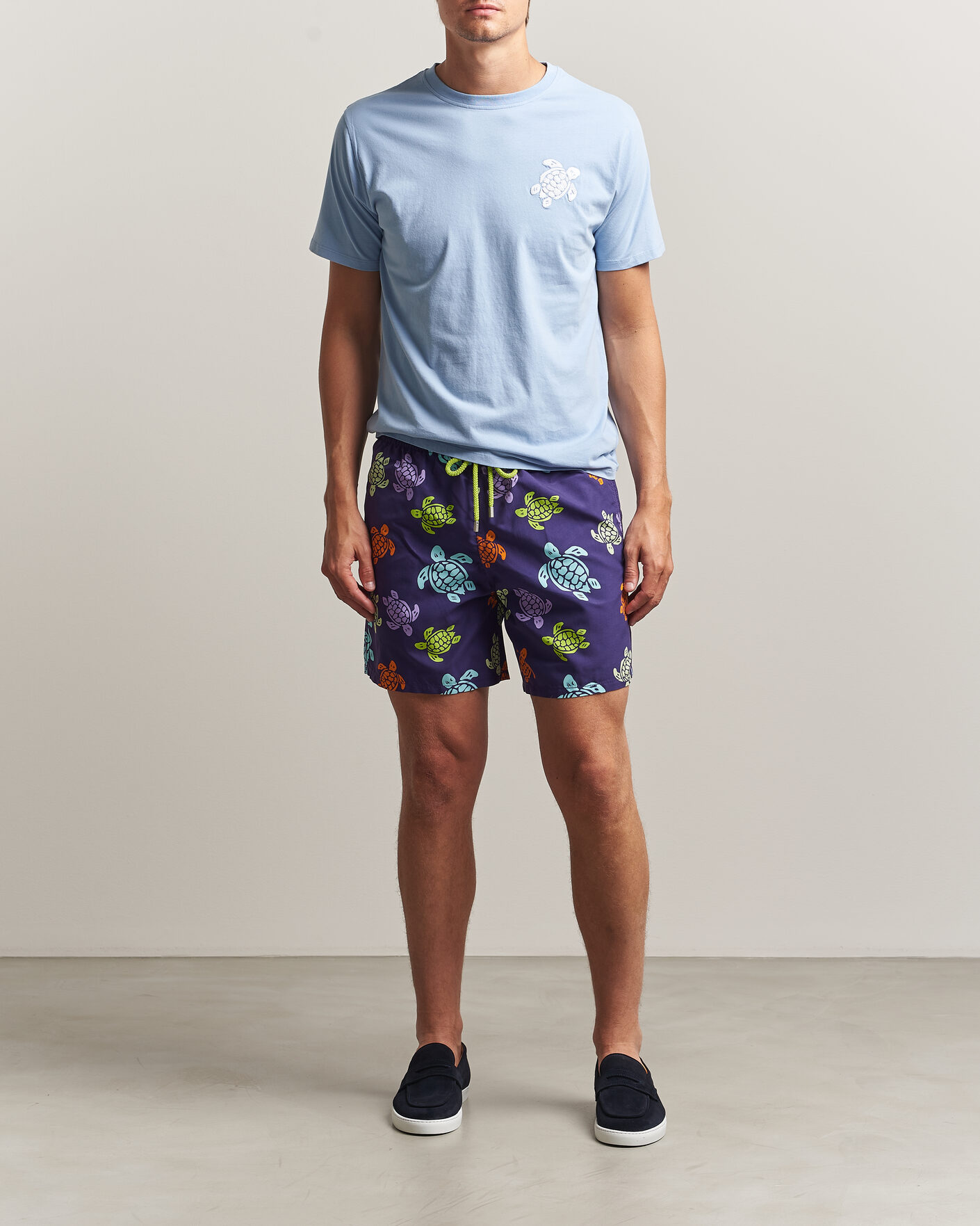 Herre | T-Shirts | Vilebrequin | Printed Crew Neck T-Shirt Cloudy Blue