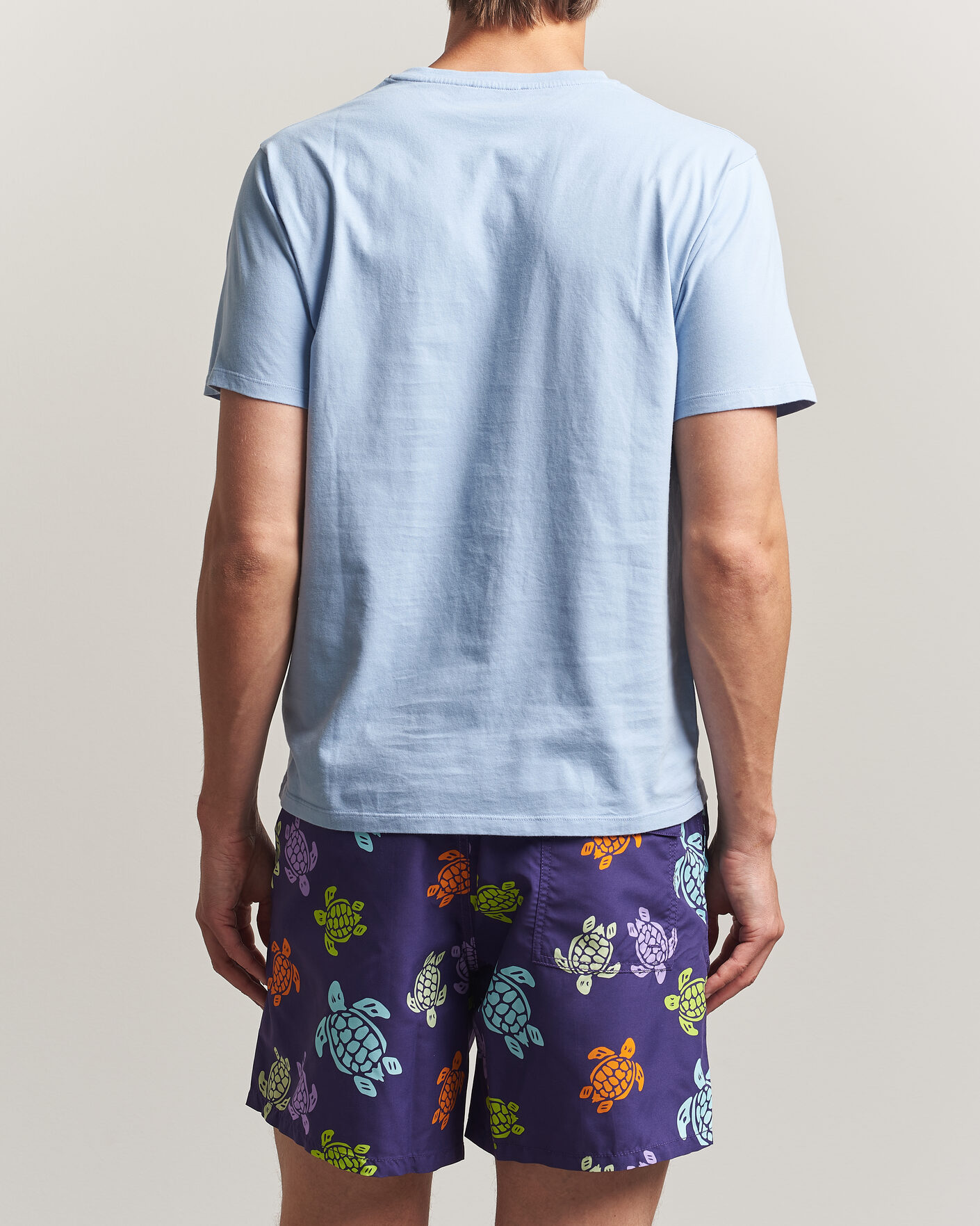 Herre | T-Shirts | Vilebrequin | Printed Crew Neck T-Shirt Cloudy Blue