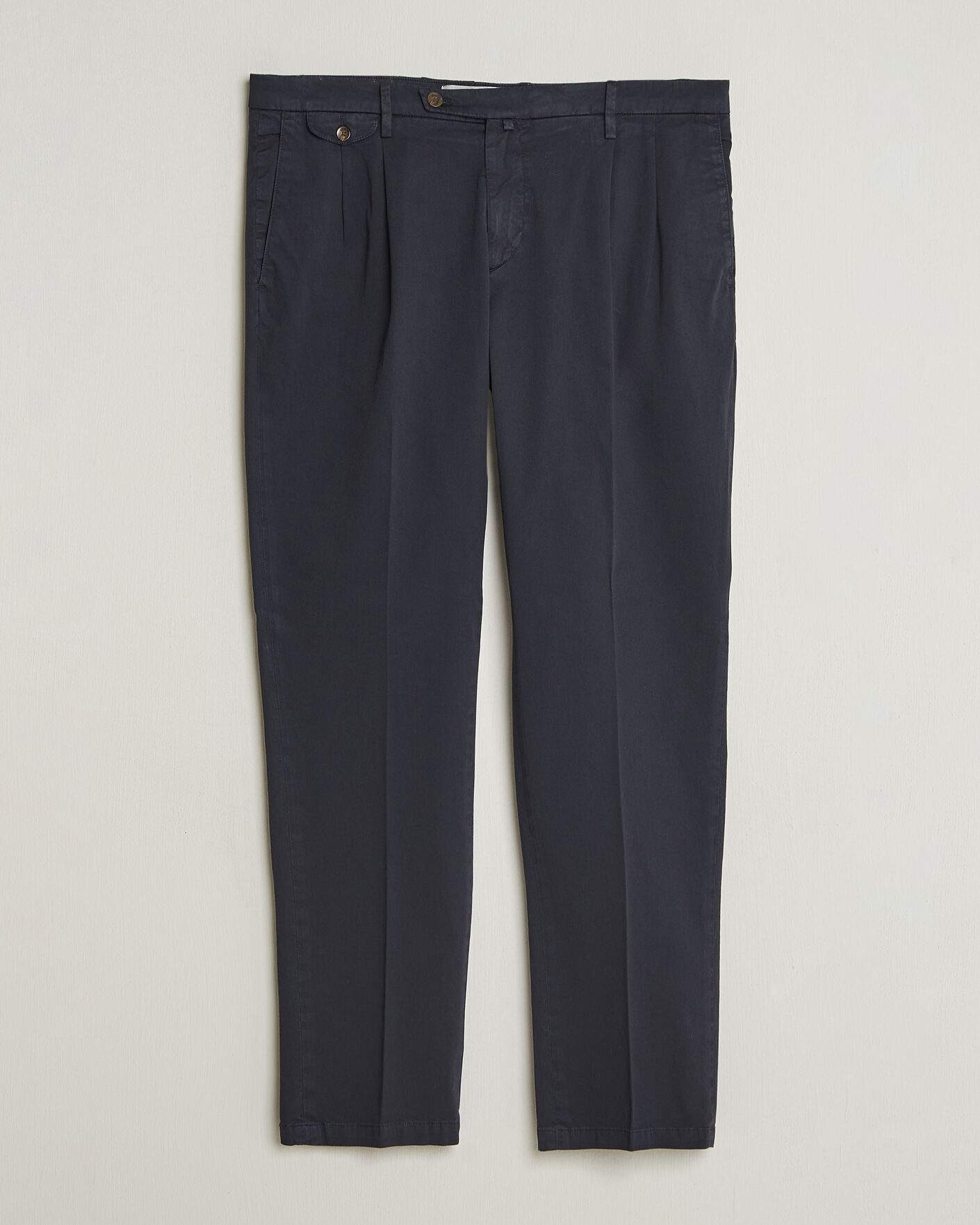 Herre | Bukser | Briglia 1949 | Easy Fit Pleated Cotton Stretch Chino Navy