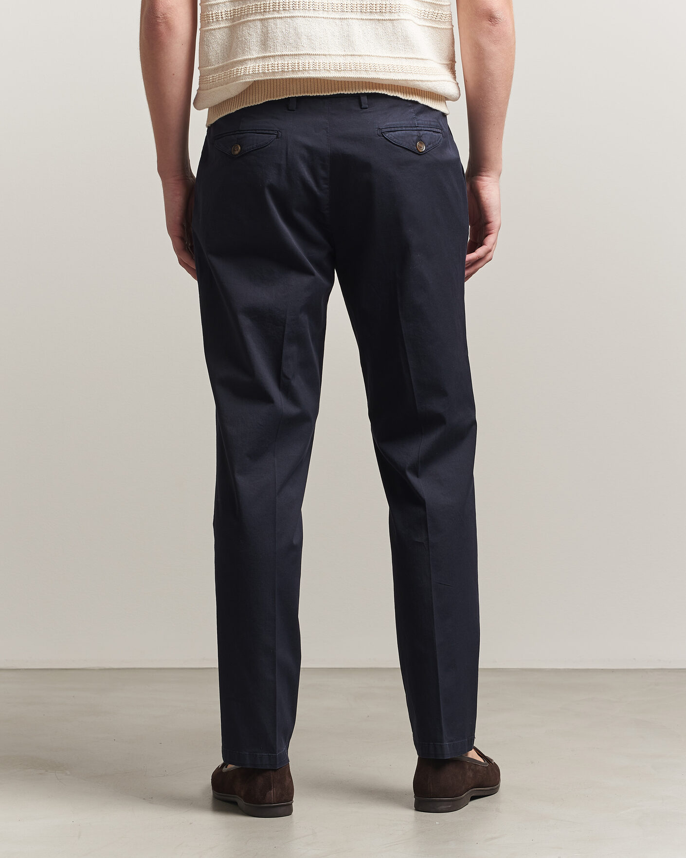 Herre | Bukser | Briglia 1949 | Easy Fit Pleated Cotton Stretch Chino Navy