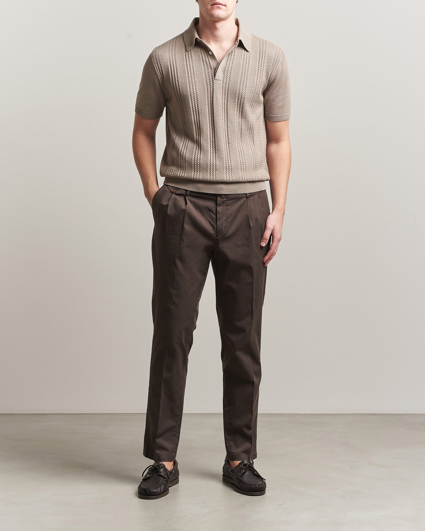 Herre | Bukser | Briglia 1949 | Easy Fit Pleated Cotton Stretch Chino Brown