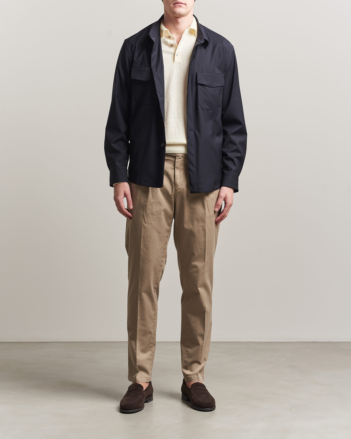 Herre | Bukser | Briglia 1949 | Easy Fit Pleated Cotton Stretch Chino Taupe