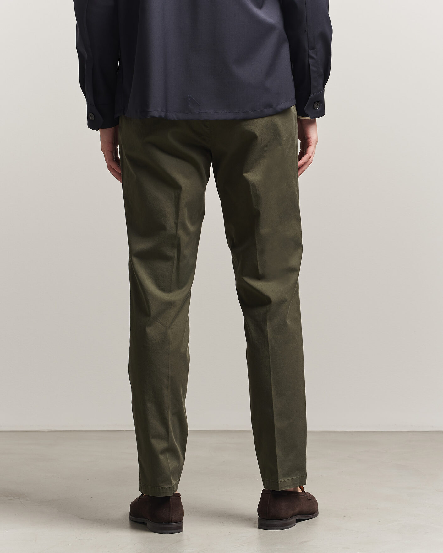 Herre | Bukser | Briglia 1949 | Easy Fit Pleated Cotton Stretch Chino Olive