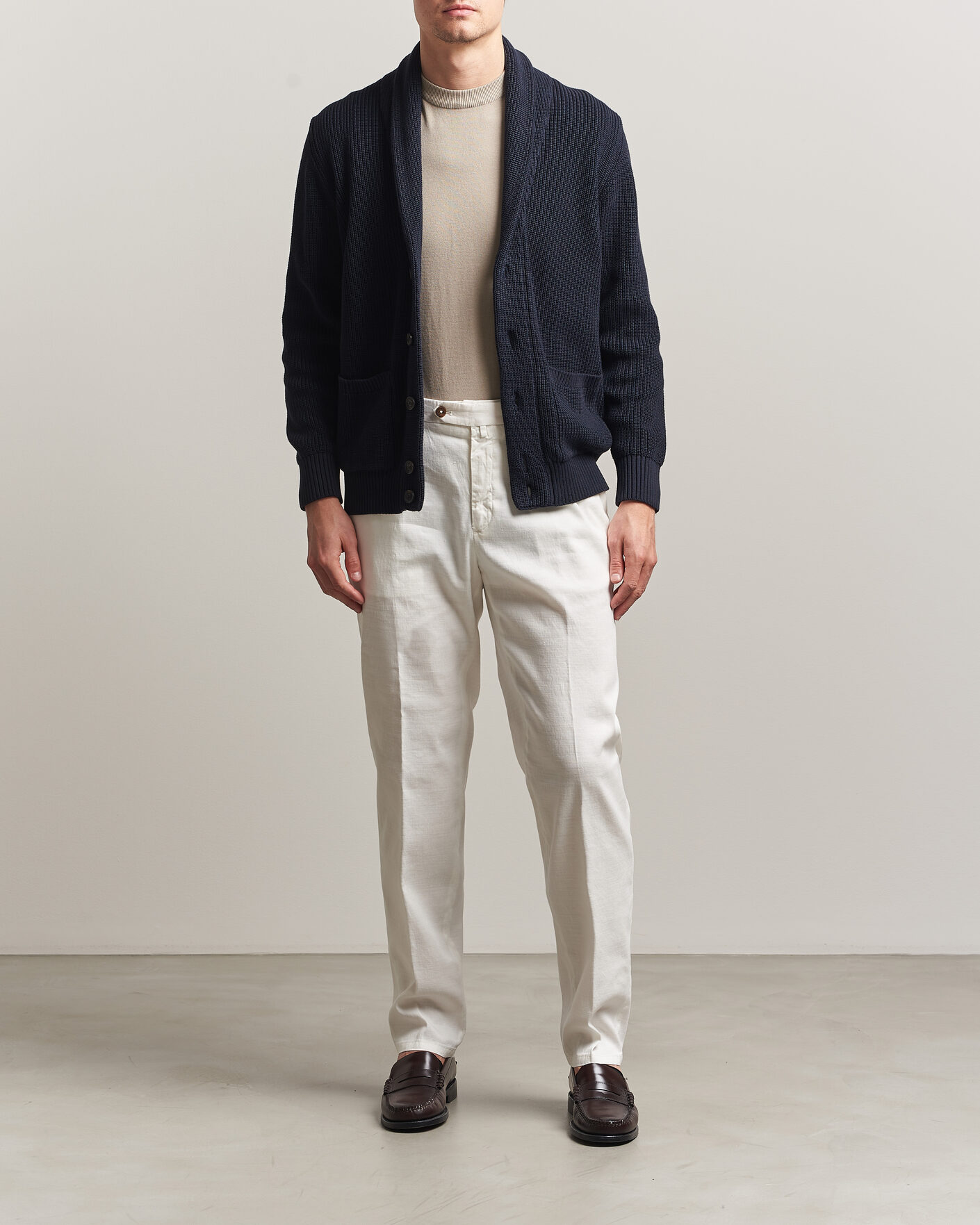Herre | Bukser | Briglia 1949 | Pleated Linen Trousers Cream