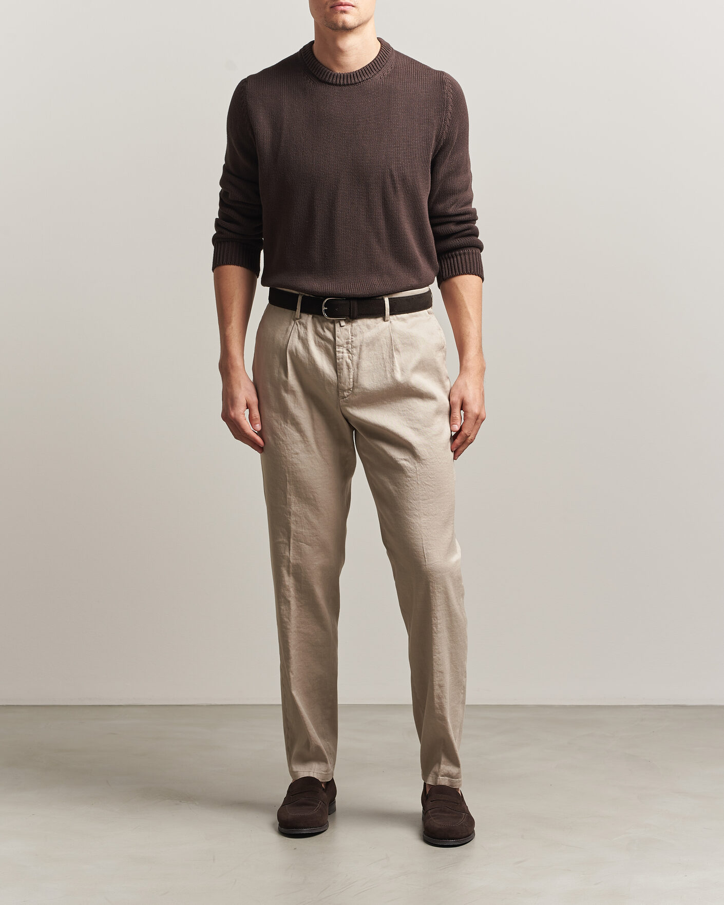 Herre | Bukser | Briglia 1949 | Pleated Linen Trousers Beige