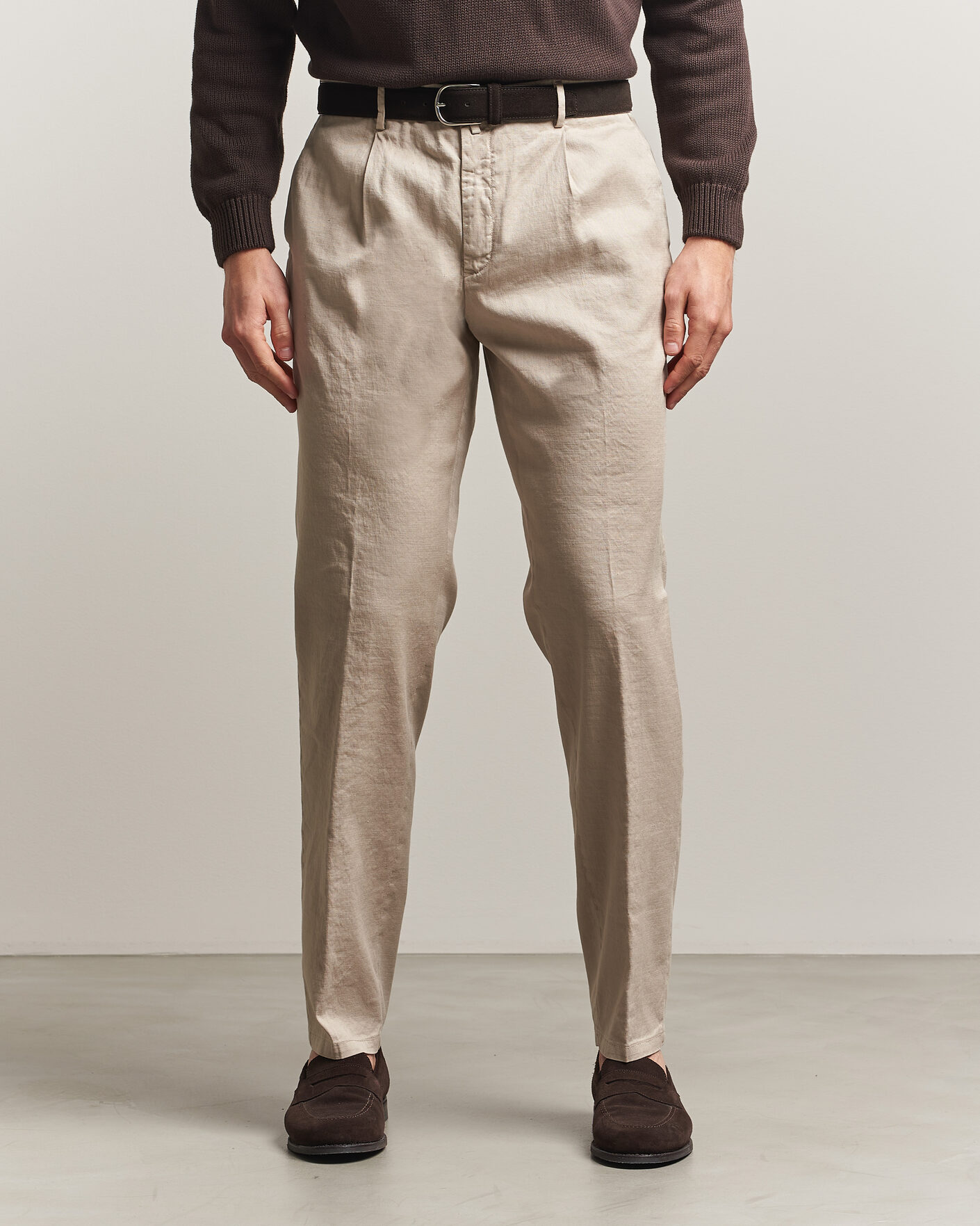 Herre | Bukser | Briglia 1949 | Pleated Linen Trousers Beige