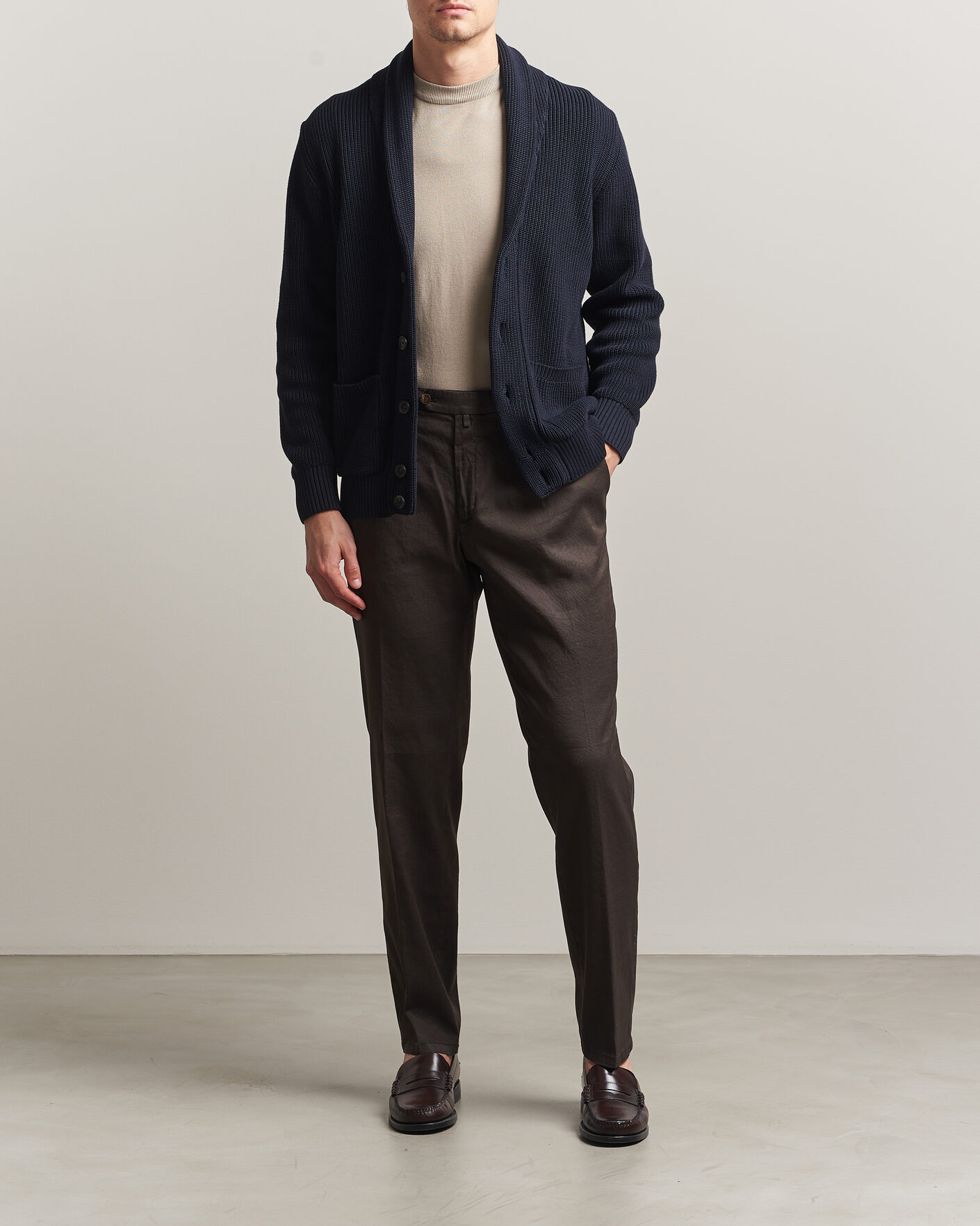Herre | Bukser | Briglia 1949 | Pleated Linen Trousers Brown