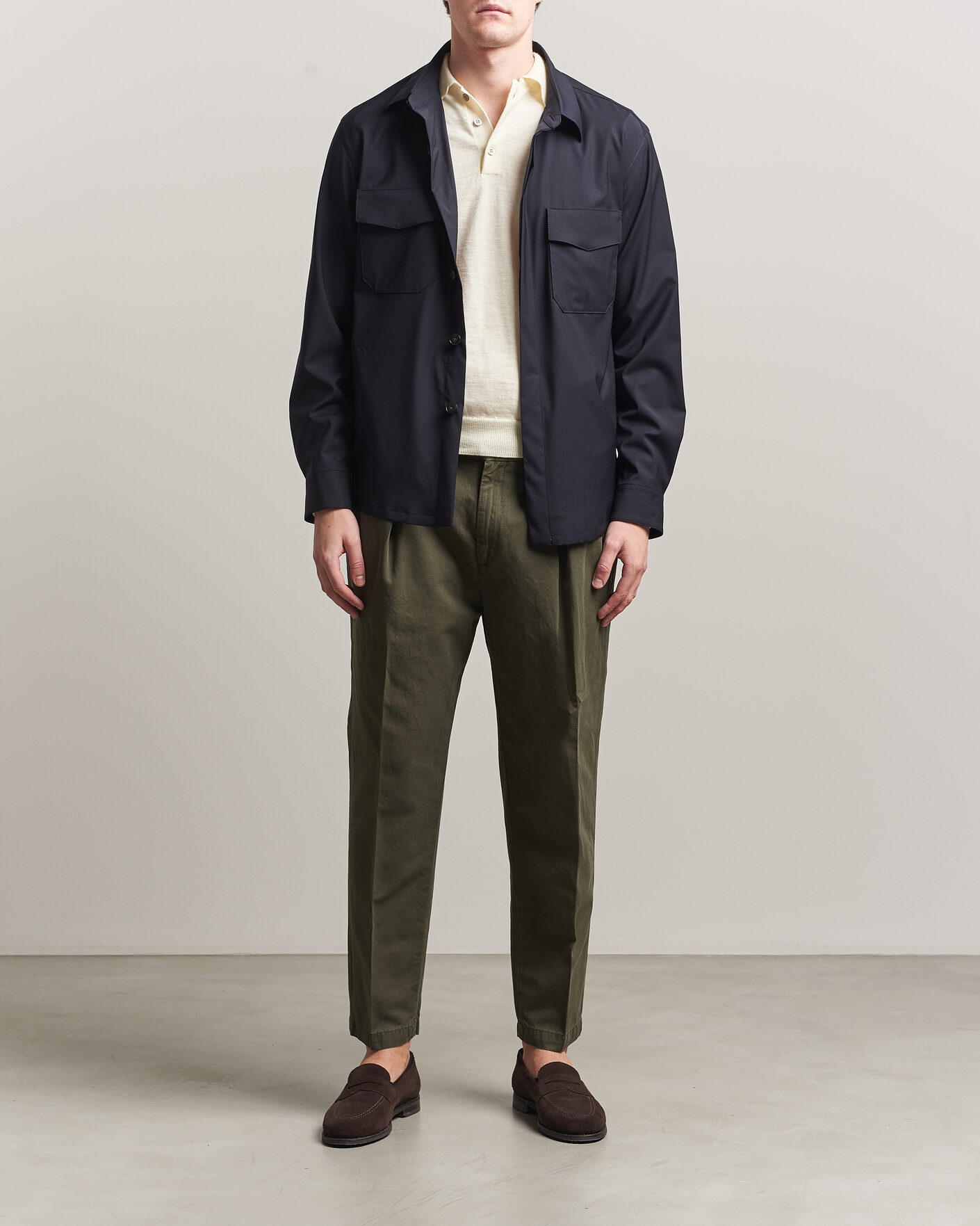 Herre | Bukser | Briglia 1949 | Portobello Loose Fit Cotton/Linen Trousers Olive