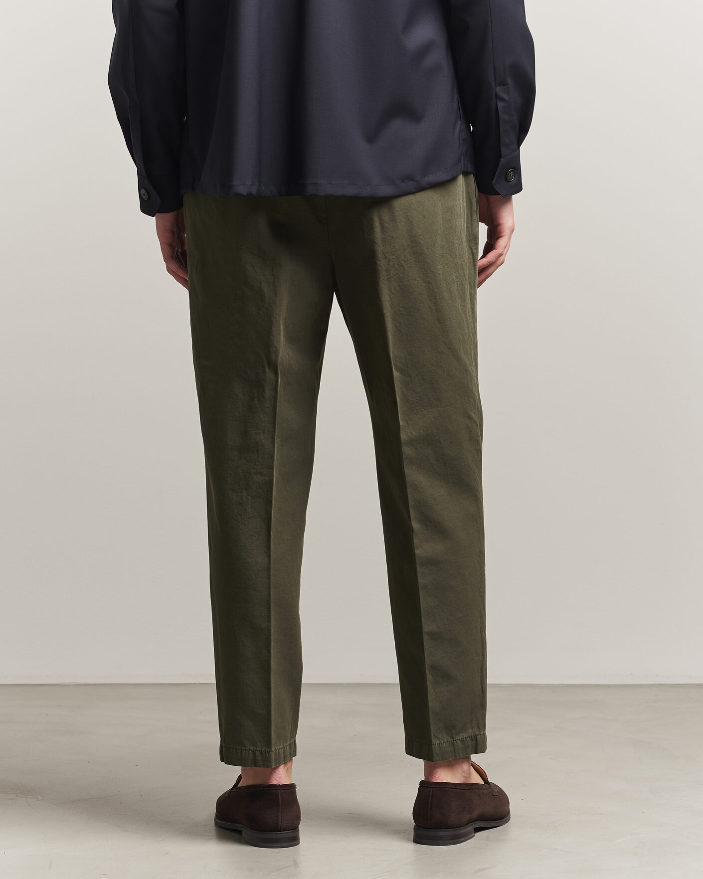 Herre | Bukser | Briglia 1949 | Portobello Loose Fit Cotton/Linen Trousers Olive