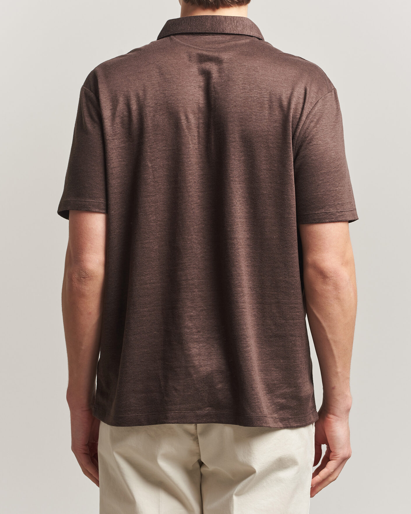 Herre | Pikéer | Charles Tyrwhitt | Short Sleeve Linen Polo Chocolate Brown