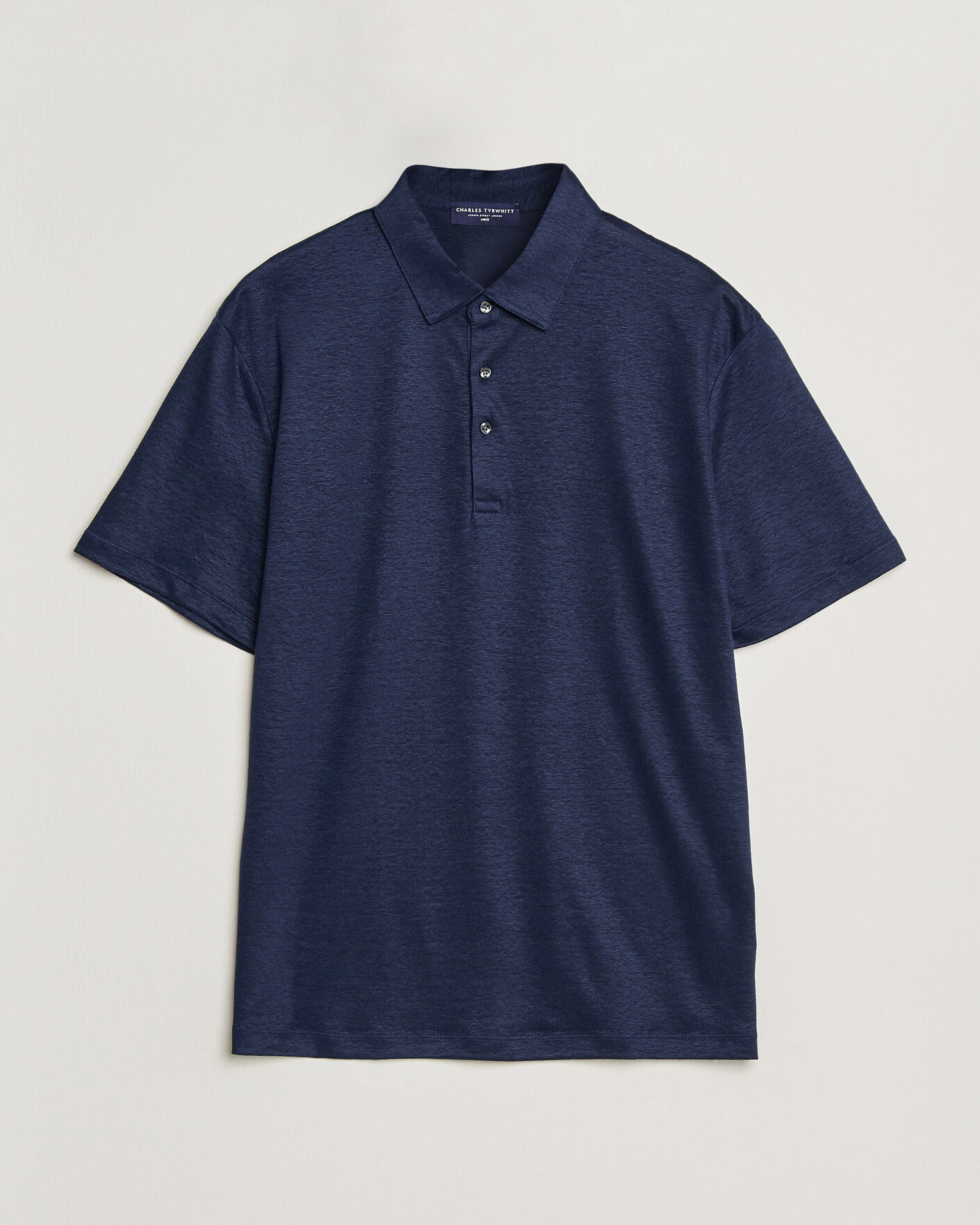 Herre | Pikéer | Charles Tyrwhitt | Short Sleeve Linen Polo Navy
