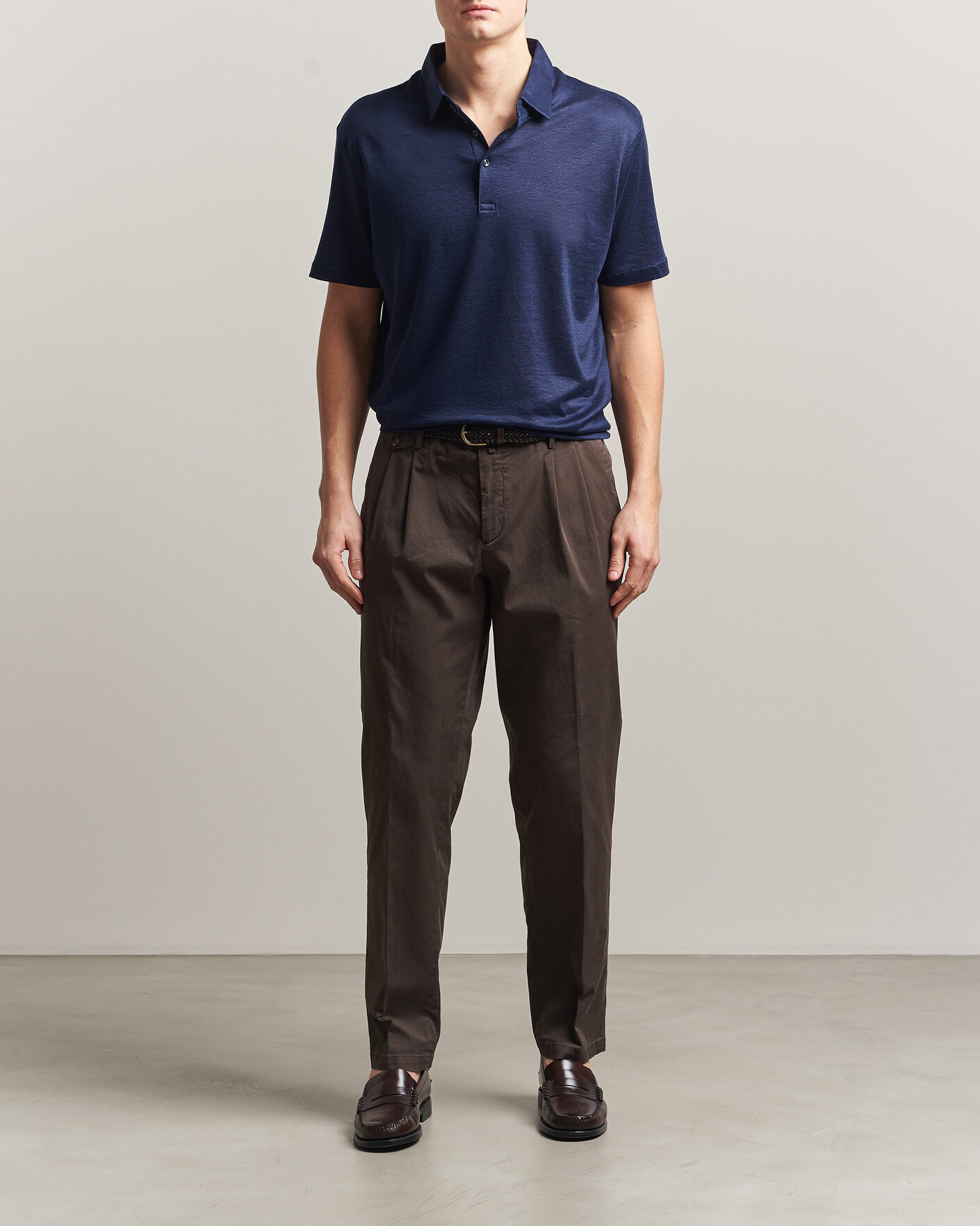 Herre | Pikéer | Charles Tyrwhitt | Short Sleeve Linen Polo Navy