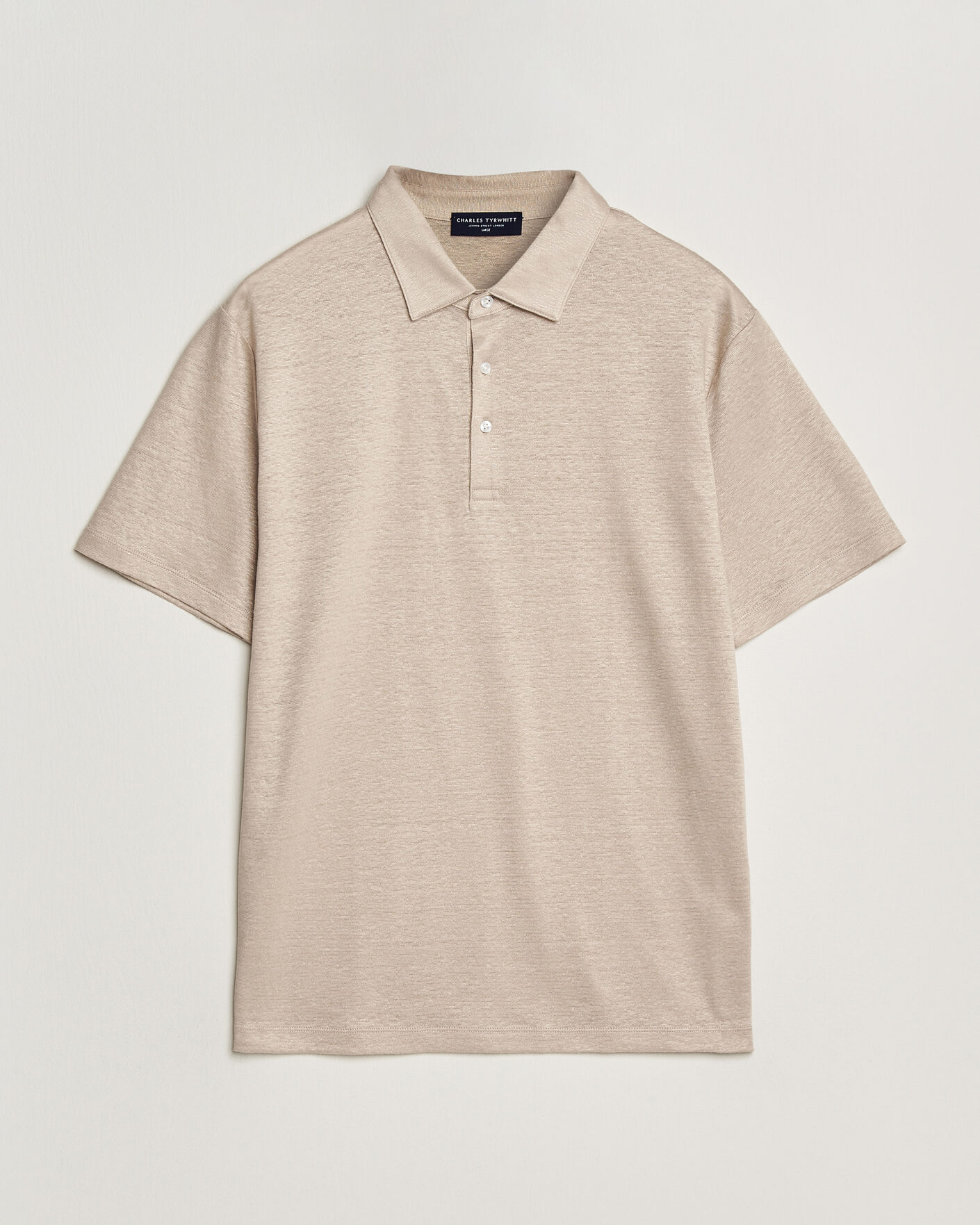 Herre | Pikéer | Charles Tyrwhitt | Short Sleeve Linen Polo Oatmeal