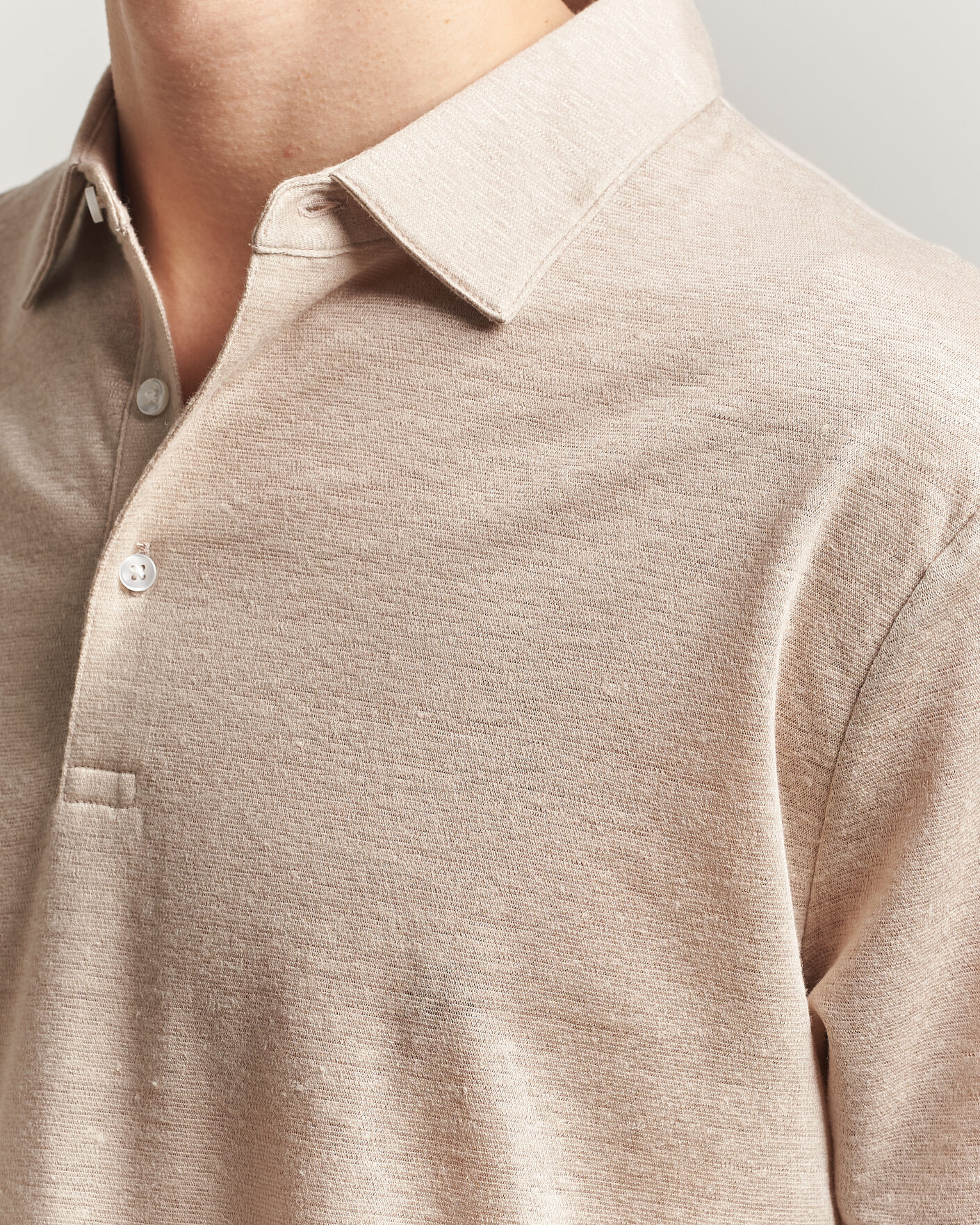 Herre | Pikéer | Charles Tyrwhitt | Short Sleeve Linen Polo Oatmeal