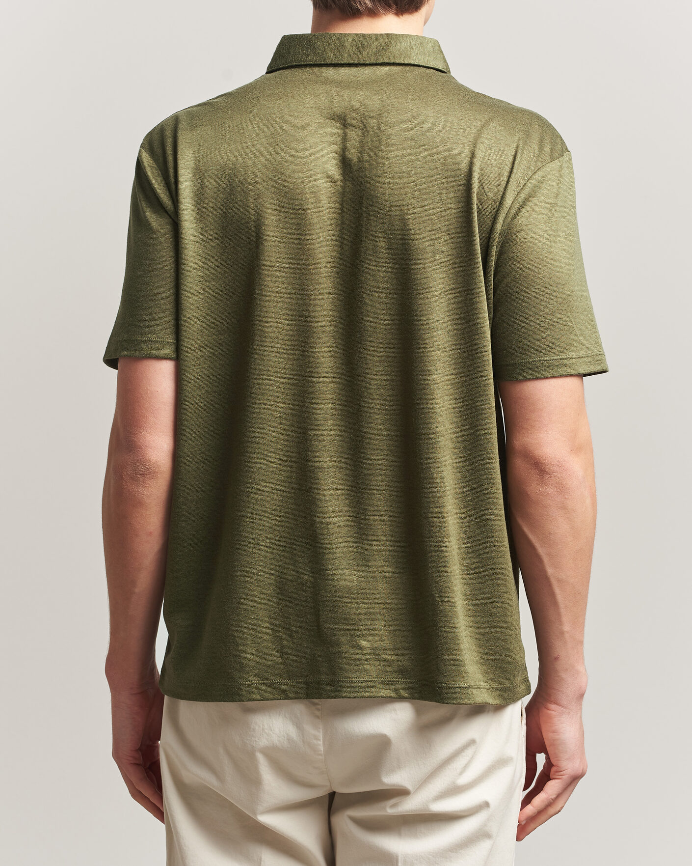 Herre | Pikéer | Charles Tyrwhitt | Short Sleeve Linen Polo Olive
