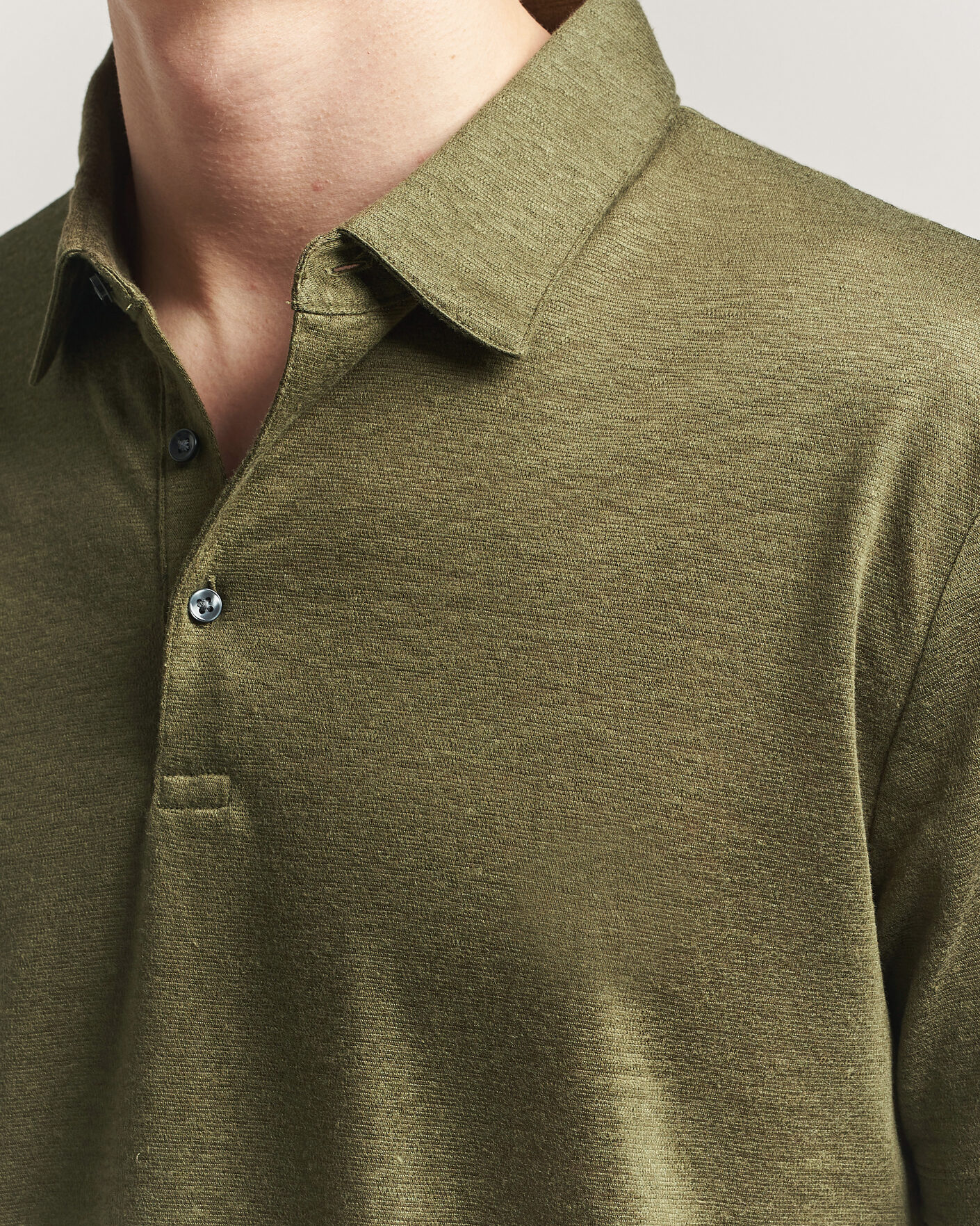 Herre | Pikéer | Charles Tyrwhitt | Short Sleeve Linen Polo Olive