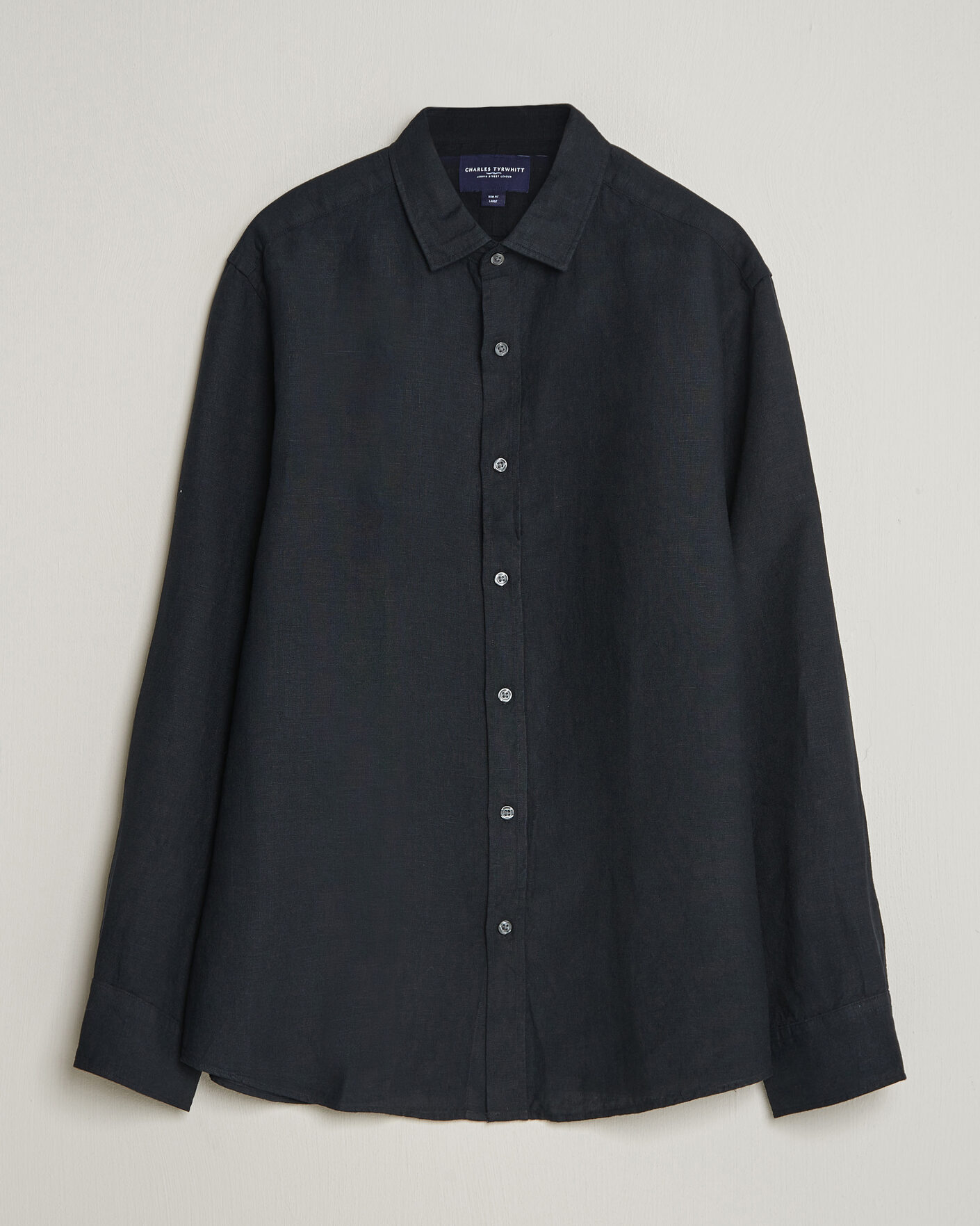 Herre | Skjorter | Charles Tyrwhitt | Pure Linen Slim Fit Shirt Black