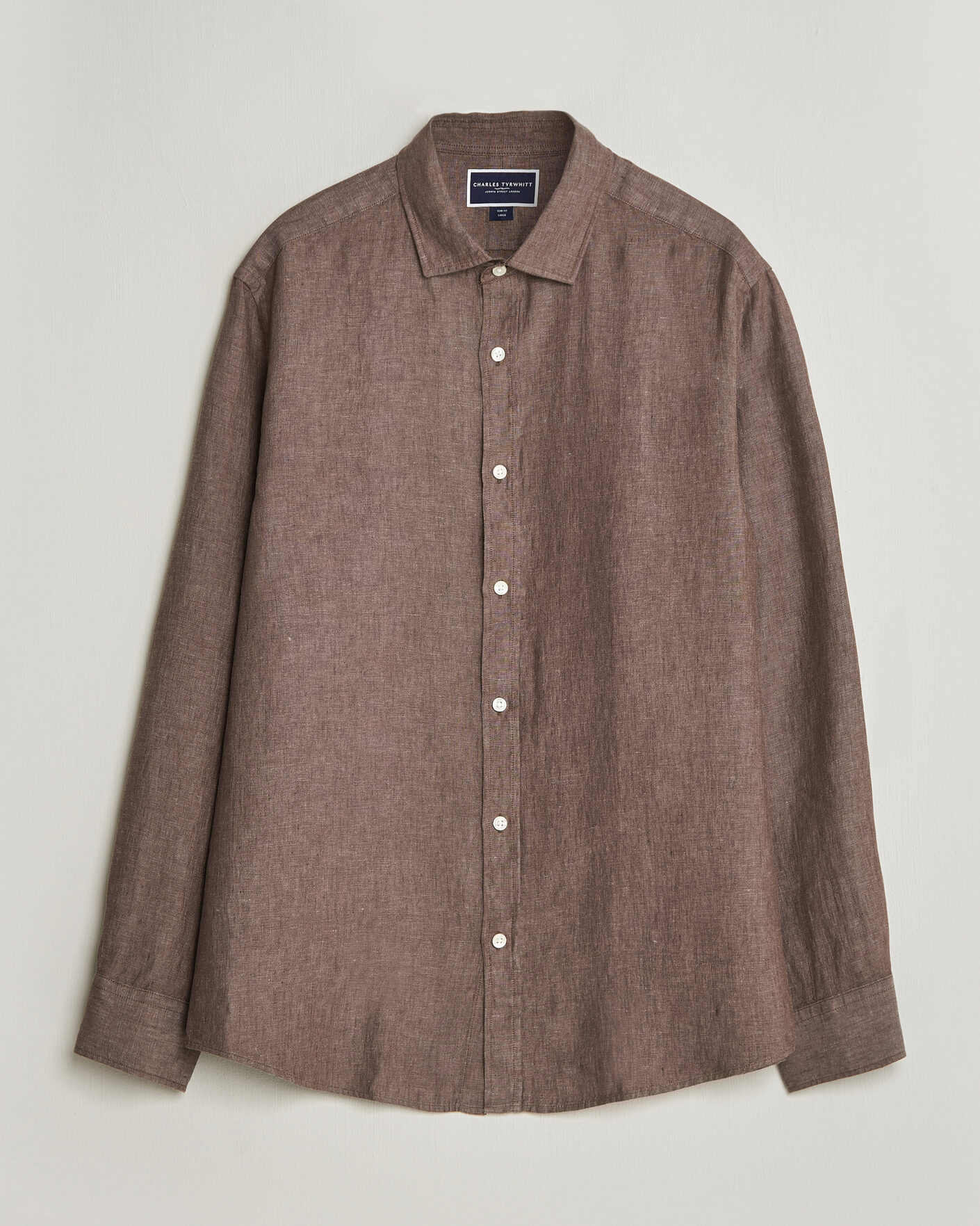 Herre | Skjorter | Charles Tyrwhitt | Pure Linen Slim Fit Shirt Mocha