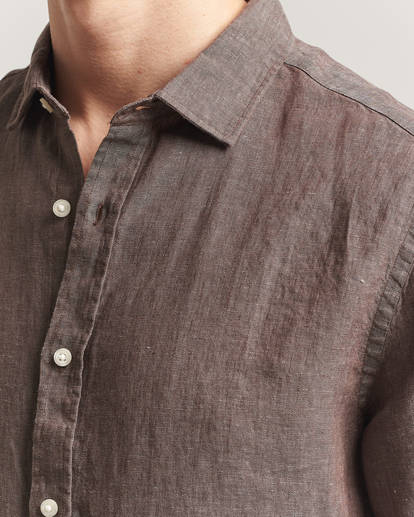 Herre | Skjorter | Charles Tyrwhitt | Pure Linen Slim Fit Shirt Mocha