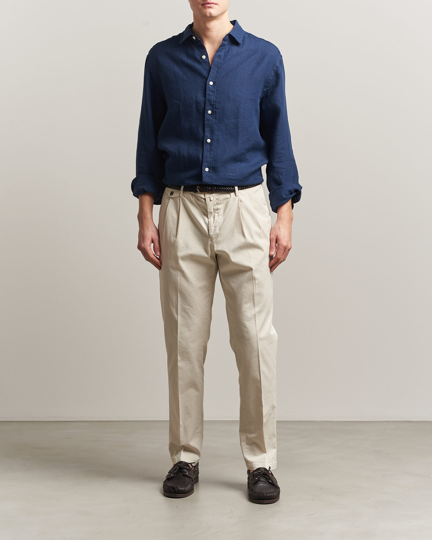 Herre | Skjorter | Charles Tyrwhitt | Pure Linen Slim Fit Shirt Navy