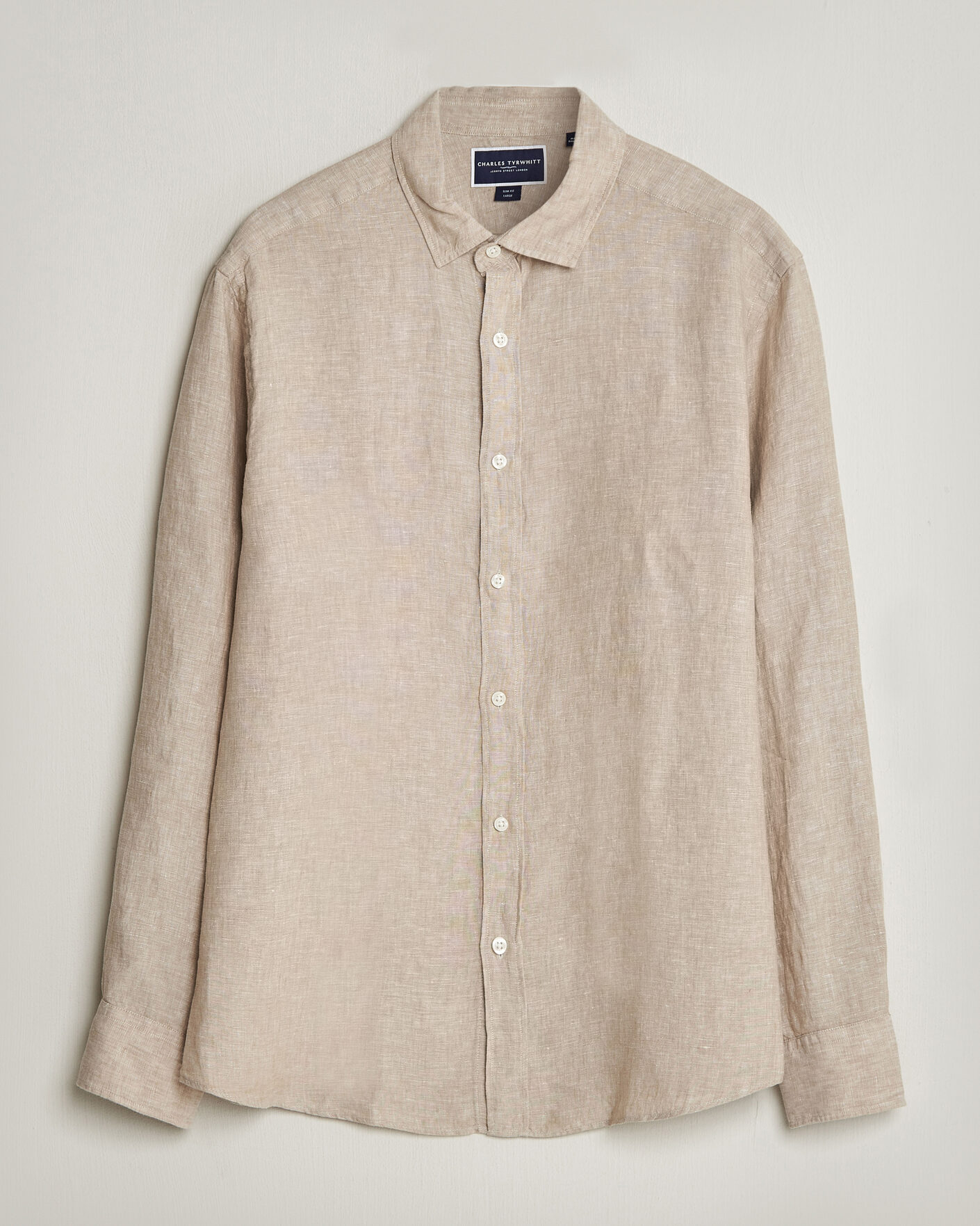 Herre | Skjorter | Charles Tyrwhitt | Pure Linen Slim Fit Shirt Oatmeal
