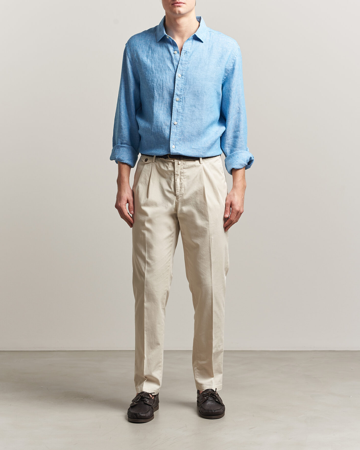 Herre | Skjorter | Charles Tyrwhitt | Pure Linen Slim Fit Shirt Ocean Blue