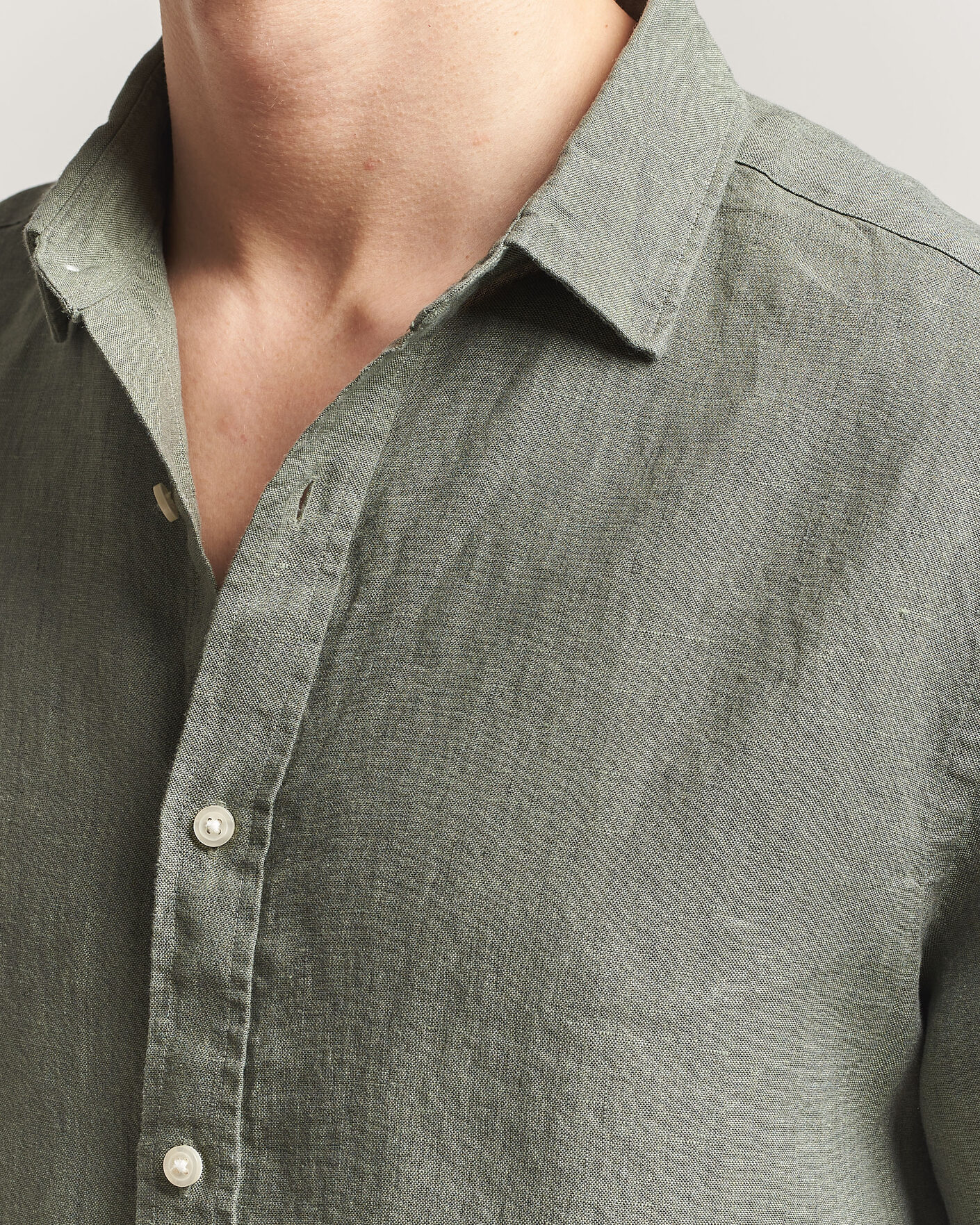 Herre | Skjorter | Charles Tyrwhitt | Pure Linen Slim Fit Shirt Olive Green