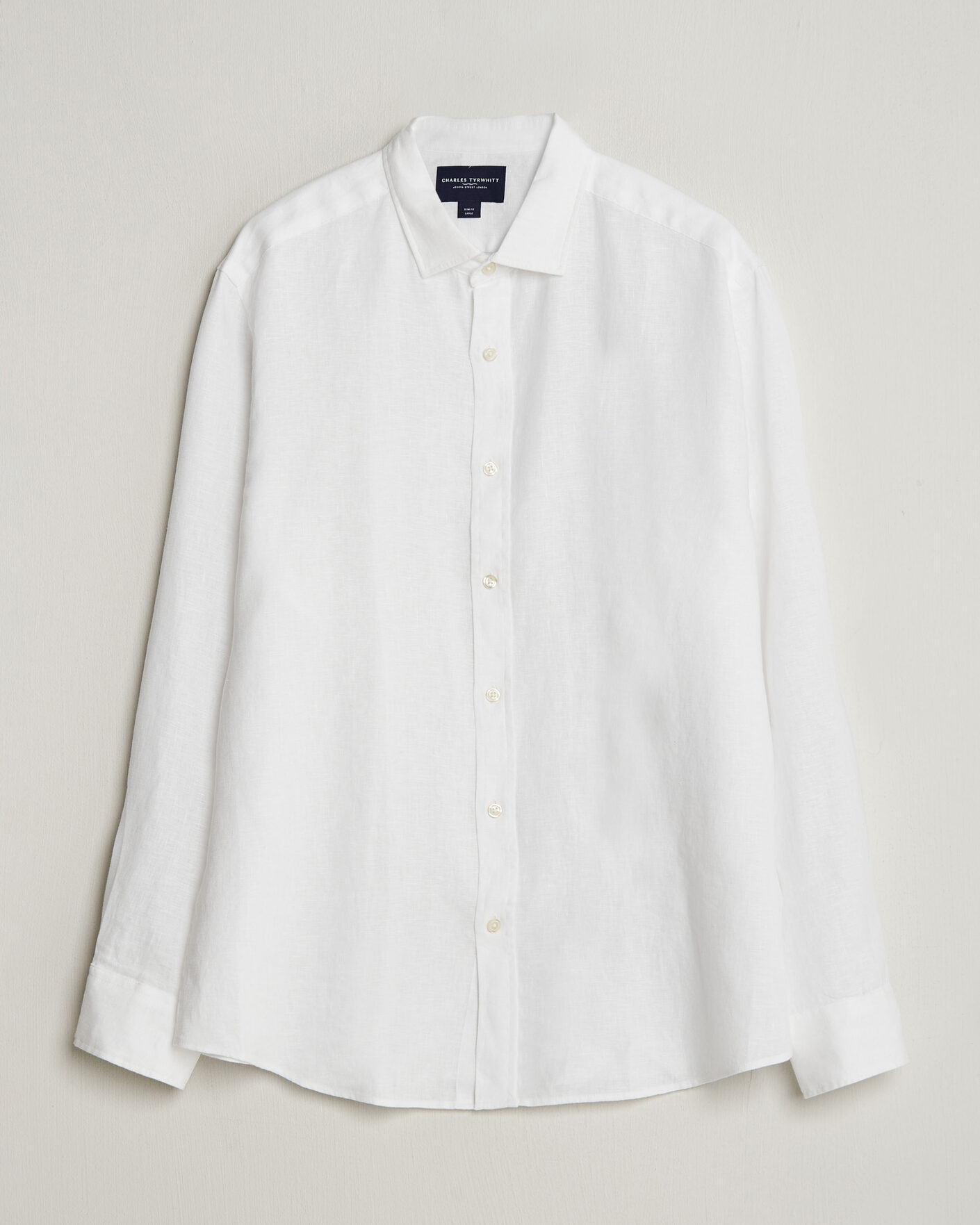 Herre | Skjorter | Charles Tyrwhitt | Pure Linen Slim Fit Shirt White