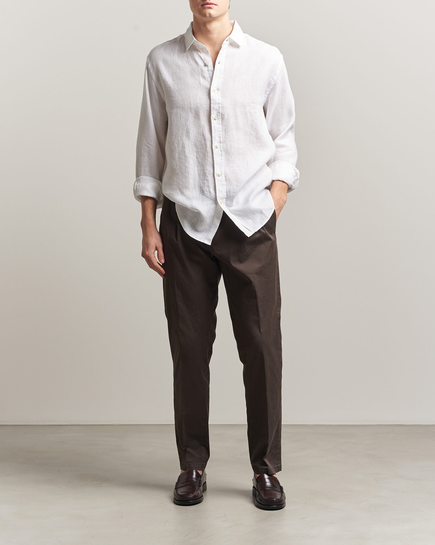 Herre | Skjorter | Charles Tyrwhitt | Pure Linen Slim Fit Shirt White