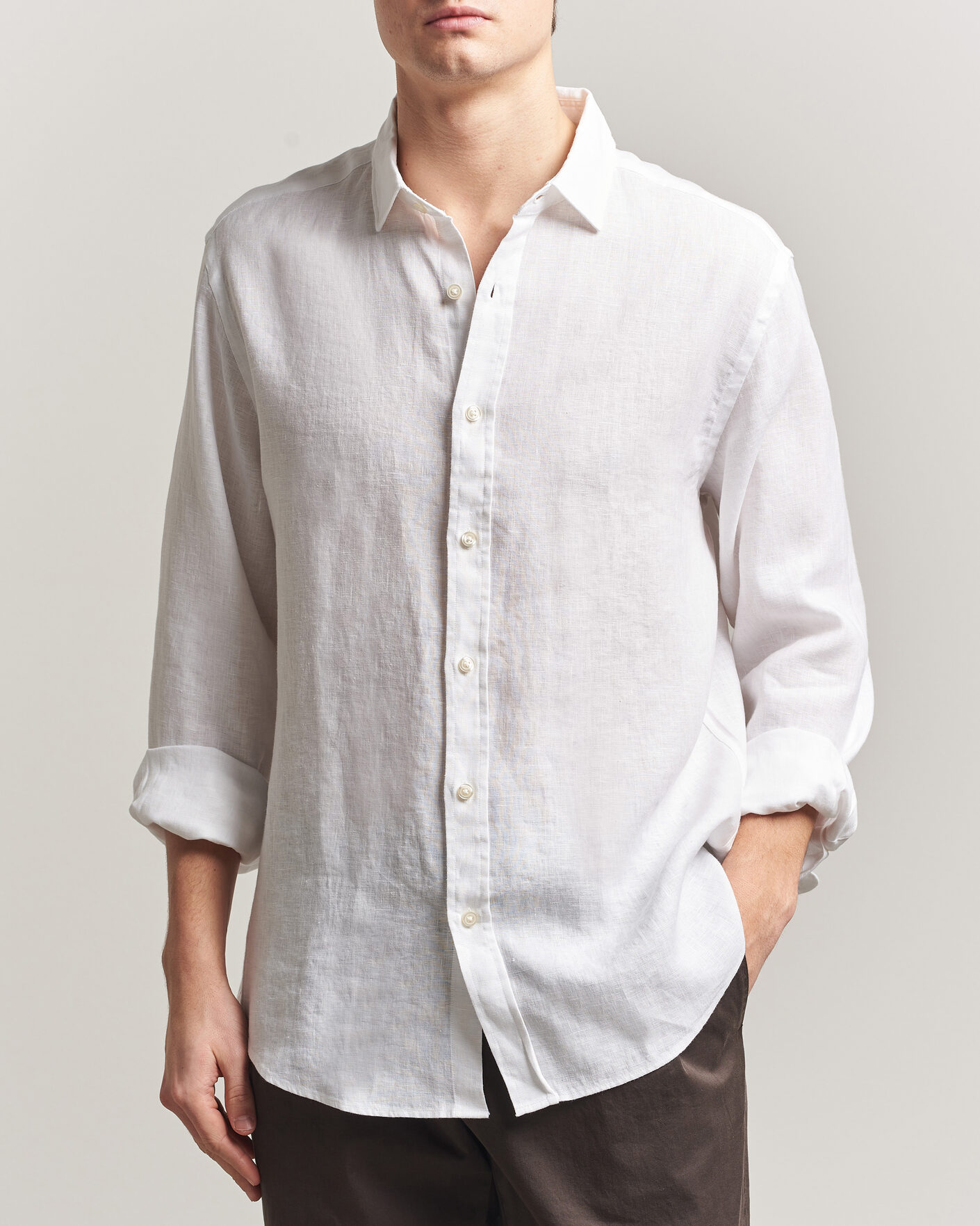 Herre | Skjorter | Charles Tyrwhitt | Pure Linen Slim Fit Shirt White