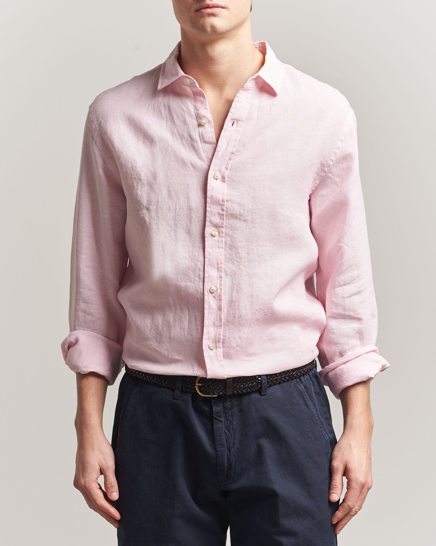 Herre | Skjorter | Charles Tyrwhitt | Pure Linen Slim Fit Shirt Pink