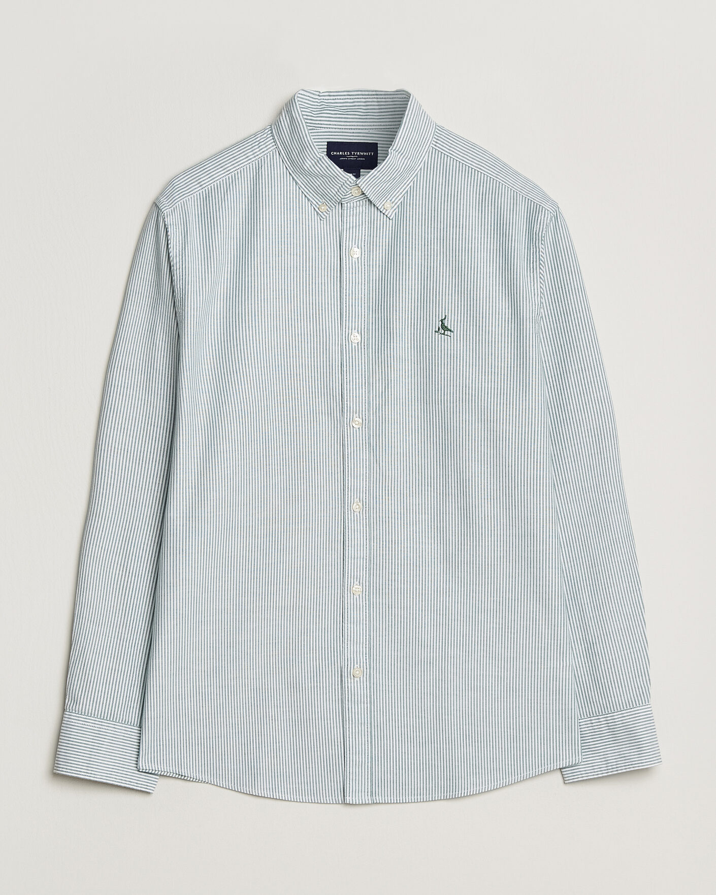 Herre | Skjorter | Charles Tyrwhitt | Button Down Stretch Oxford Shirt Green/White