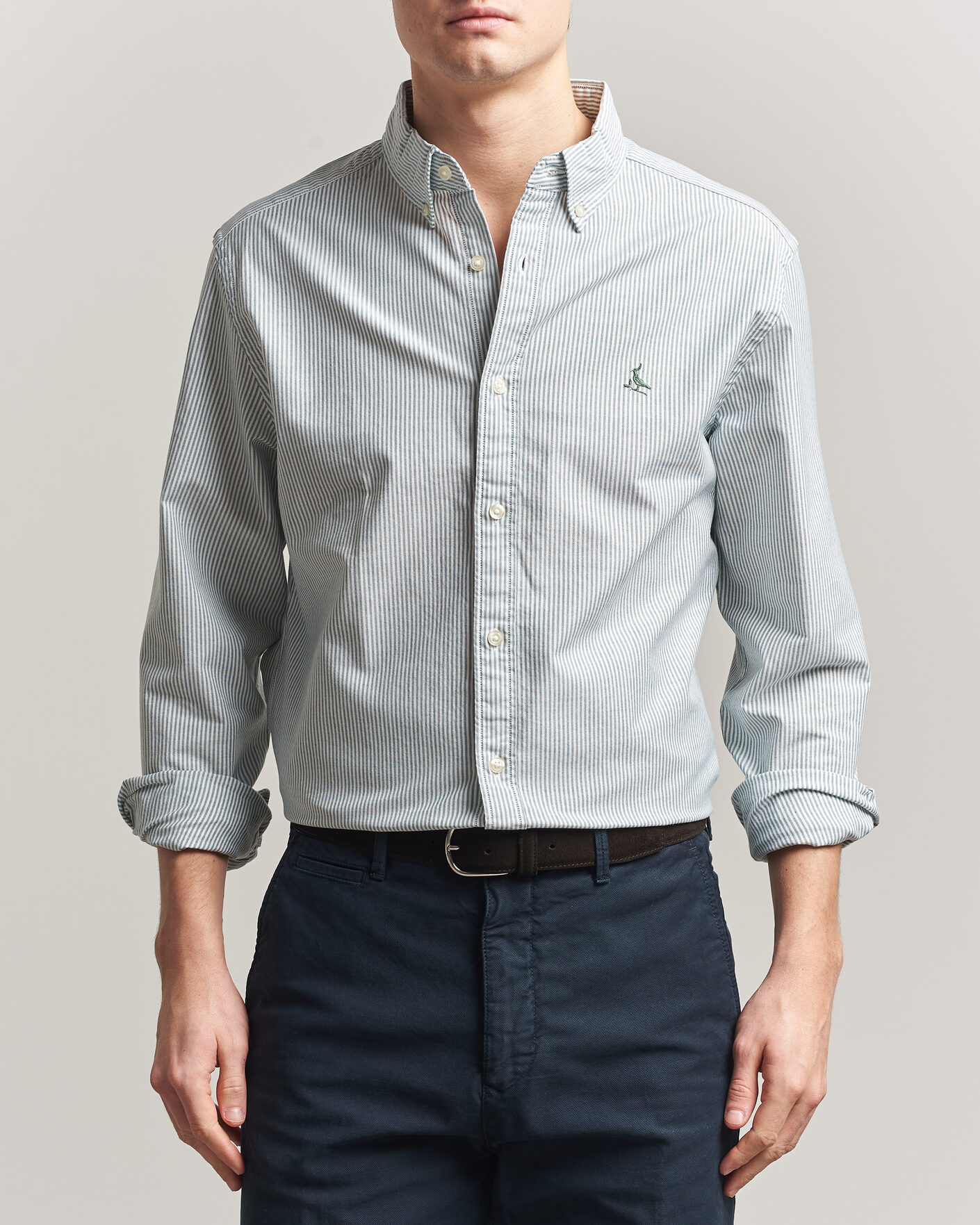 Herre | Skjorter | Charles Tyrwhitt | Button Down Stretch Oxford Shirt Green/White