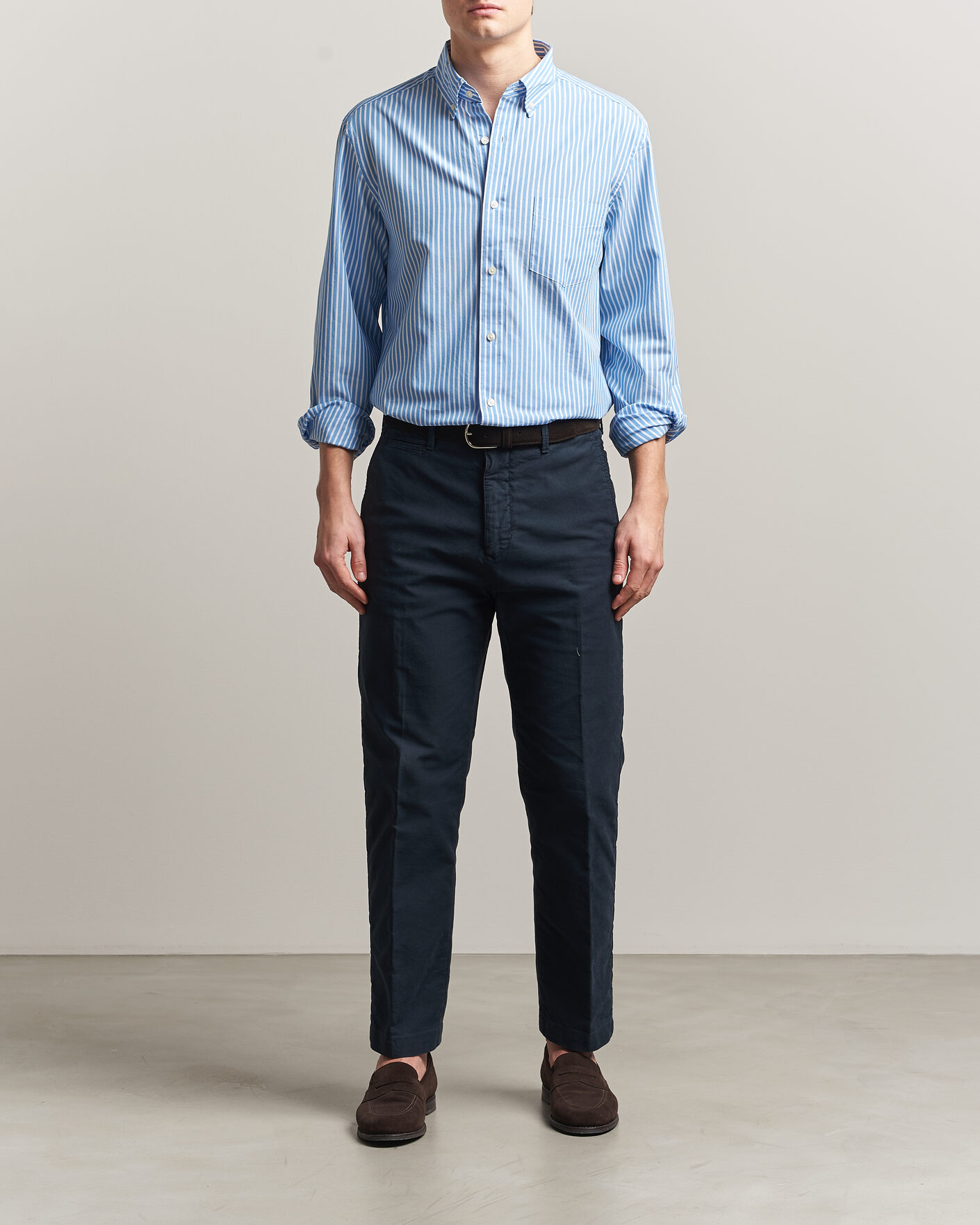Herre | Skjorter | Charles Tyrwhitt | Button Down Stretch Poplin Shirt Ocean Blue