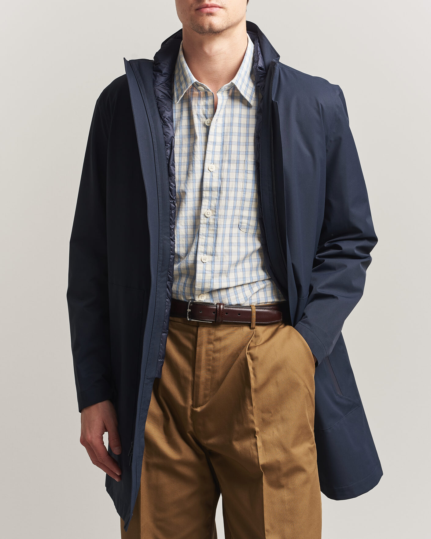 Herre | Jakker | Woolrich | Two Layer 2 in 1 Carcoat Melton Blue