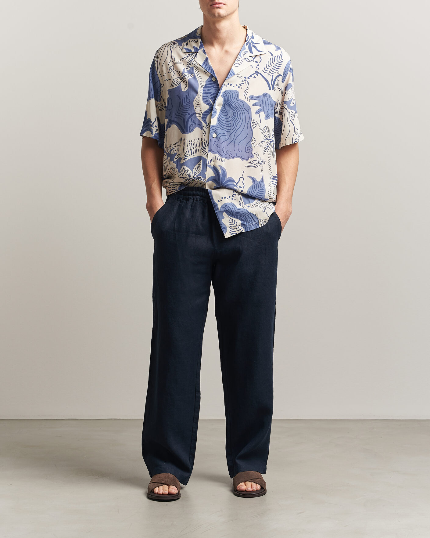 Herre | Bukser | OAS | Nino Linen Pants Navy