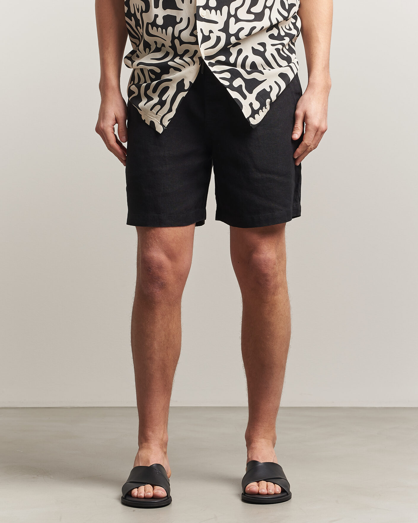 Herre | Shorts | OAS | Porto Linen Shorts Black