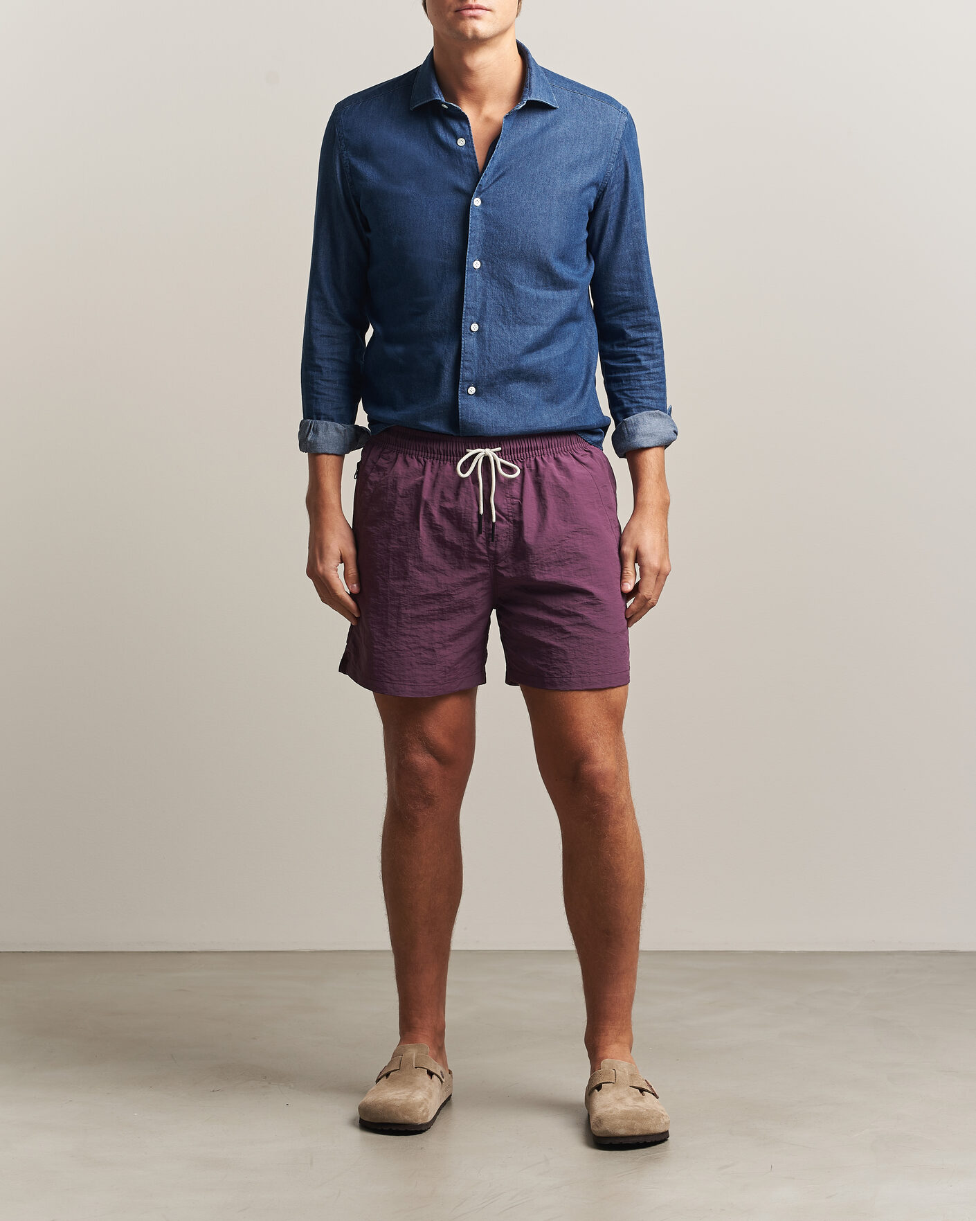 Herre | Badeshorts | OAS | Plain Swimshorts Plum