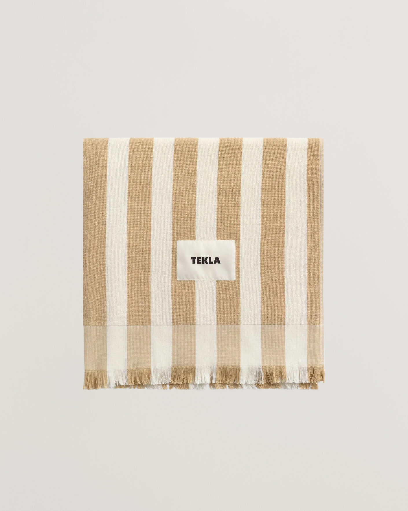 Herre | Tekstiler | Tekla | Organic Terry Beach Towel Almond Stripes