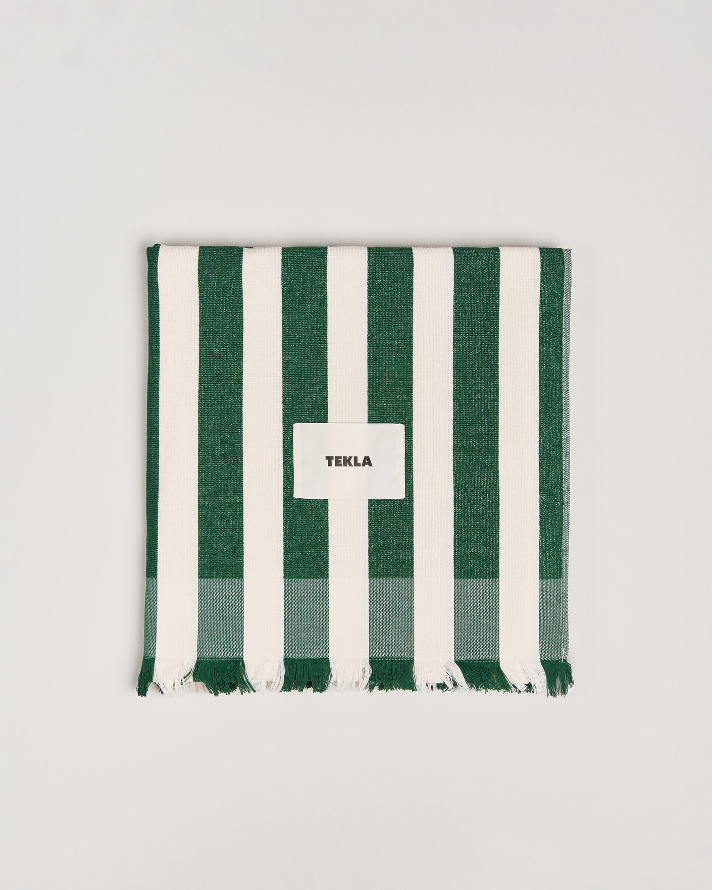Herre | Tekla Organic Terry Beach Towel Green Deck Stripes | Tekla | Organic Terry Beach Towel Green Deck Stripes