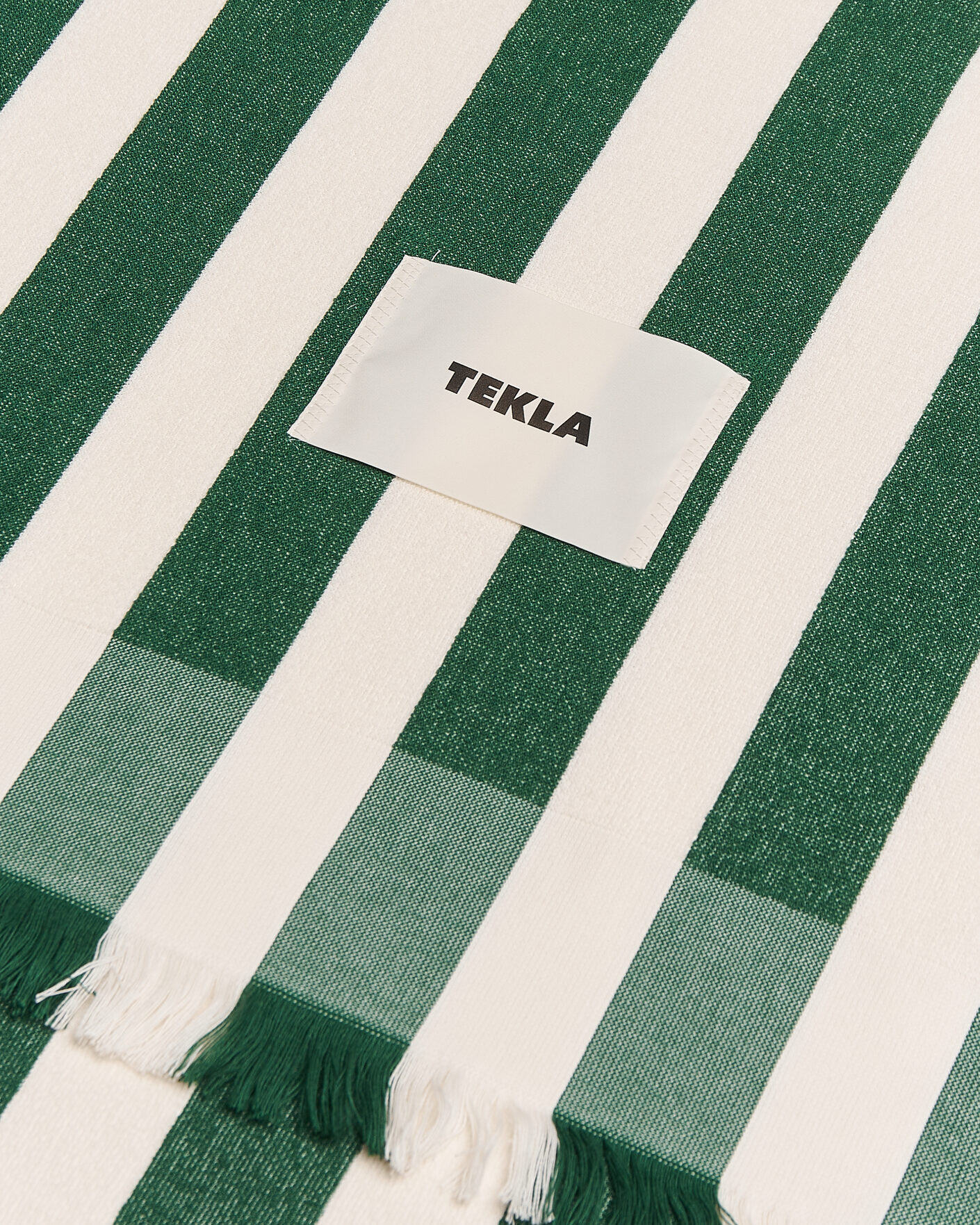 Herre | Tekla Organic Terry Beach Towel Green Deck Stripes | Tekla | Organic Terry Beach Towel Green Deck Stripes