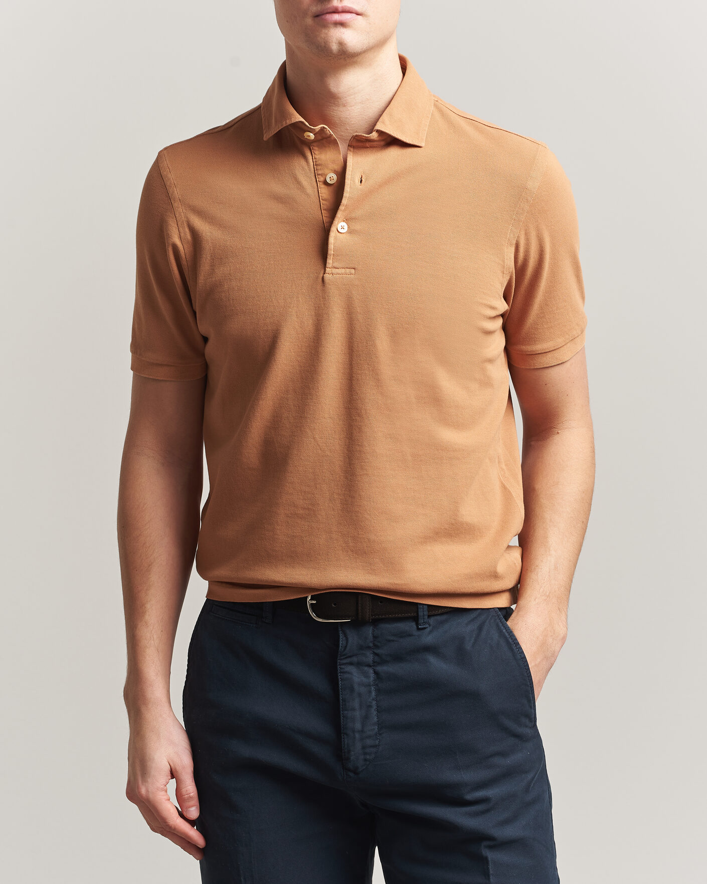 Herre | Pikéer | Gran Sasso | Washed Polo Apricot Orange