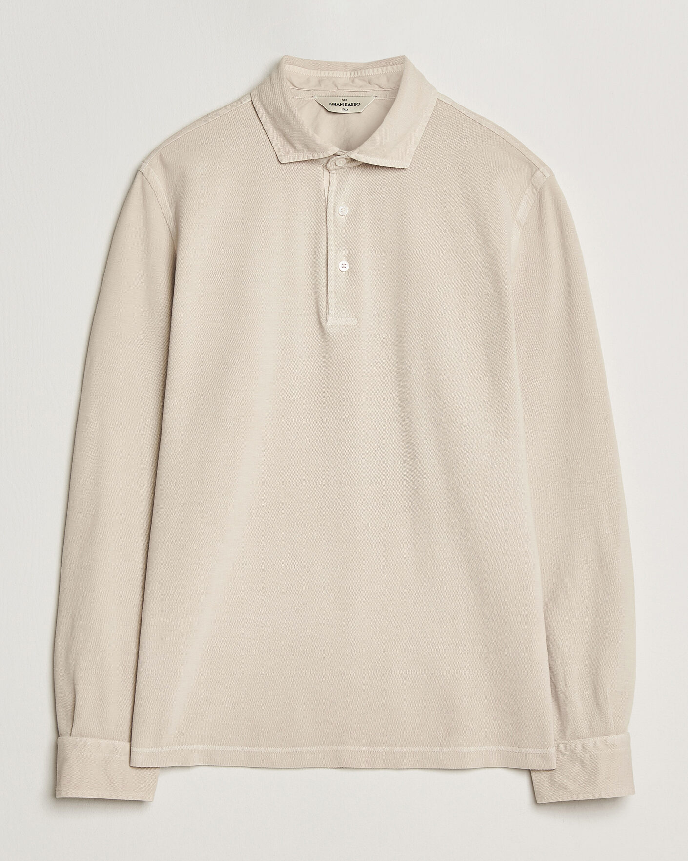 Herre | Pikéer | Gran Sasso | Washed Long Sleeve Polo Beige Melange