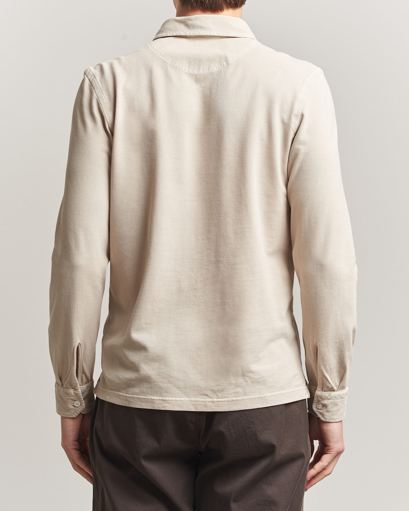 Herre | Pikéer | Gran Sasso | Washed Long Sleeve Polo Beige Melange