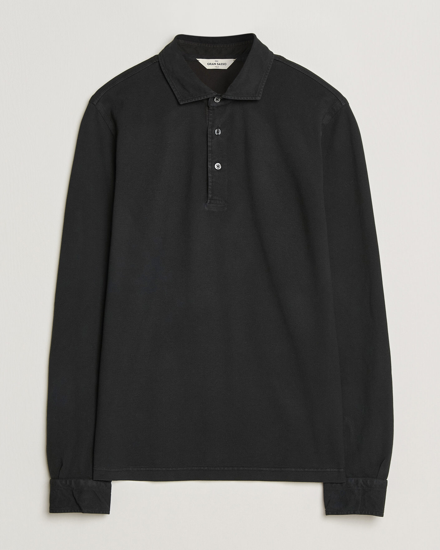 Herre | Pikéer | Gran Sasso | Washed Long Sleeve Polo Black