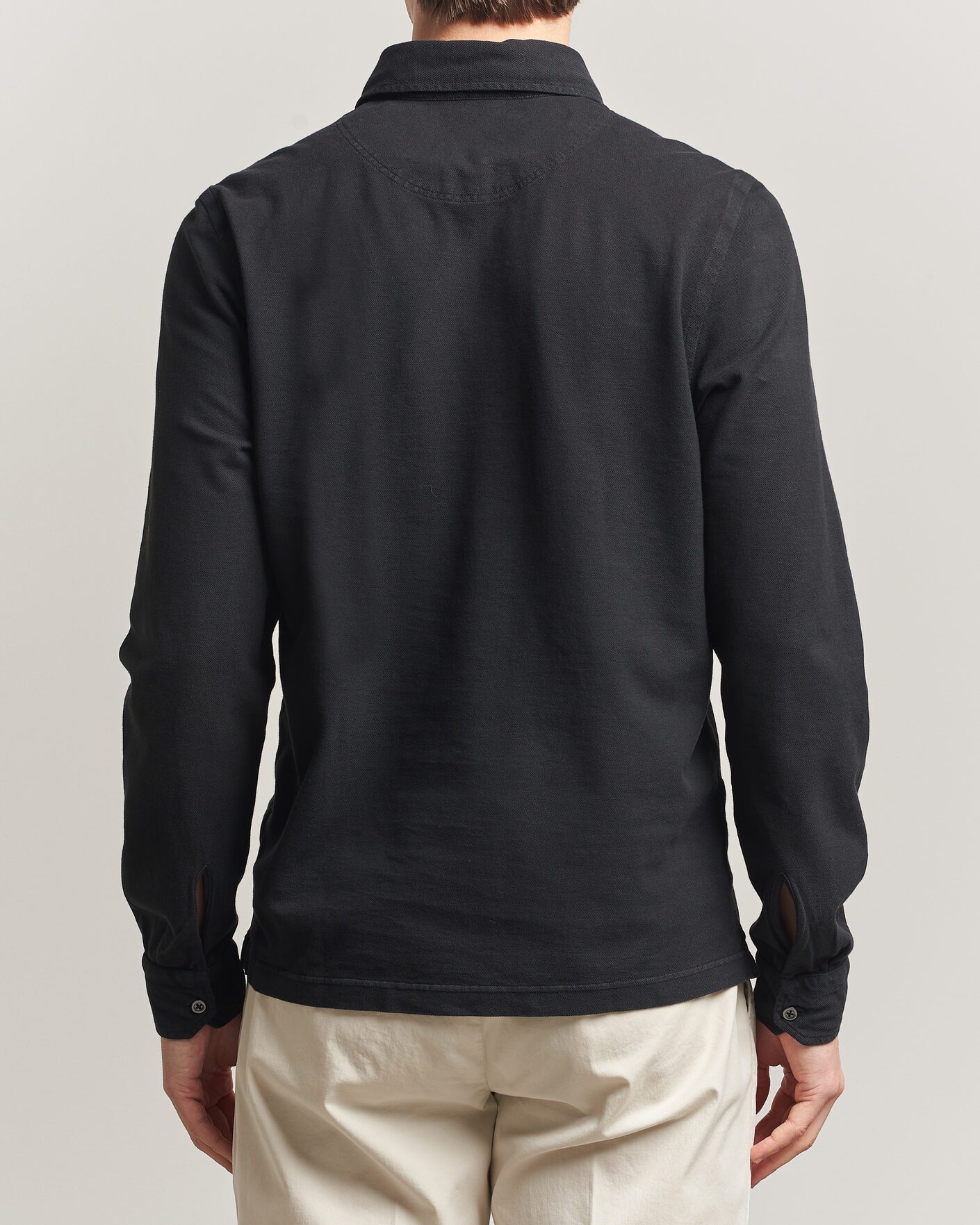 Herre | Pikéer | Gran Sasso | Washed Long Sleeve Polo Black