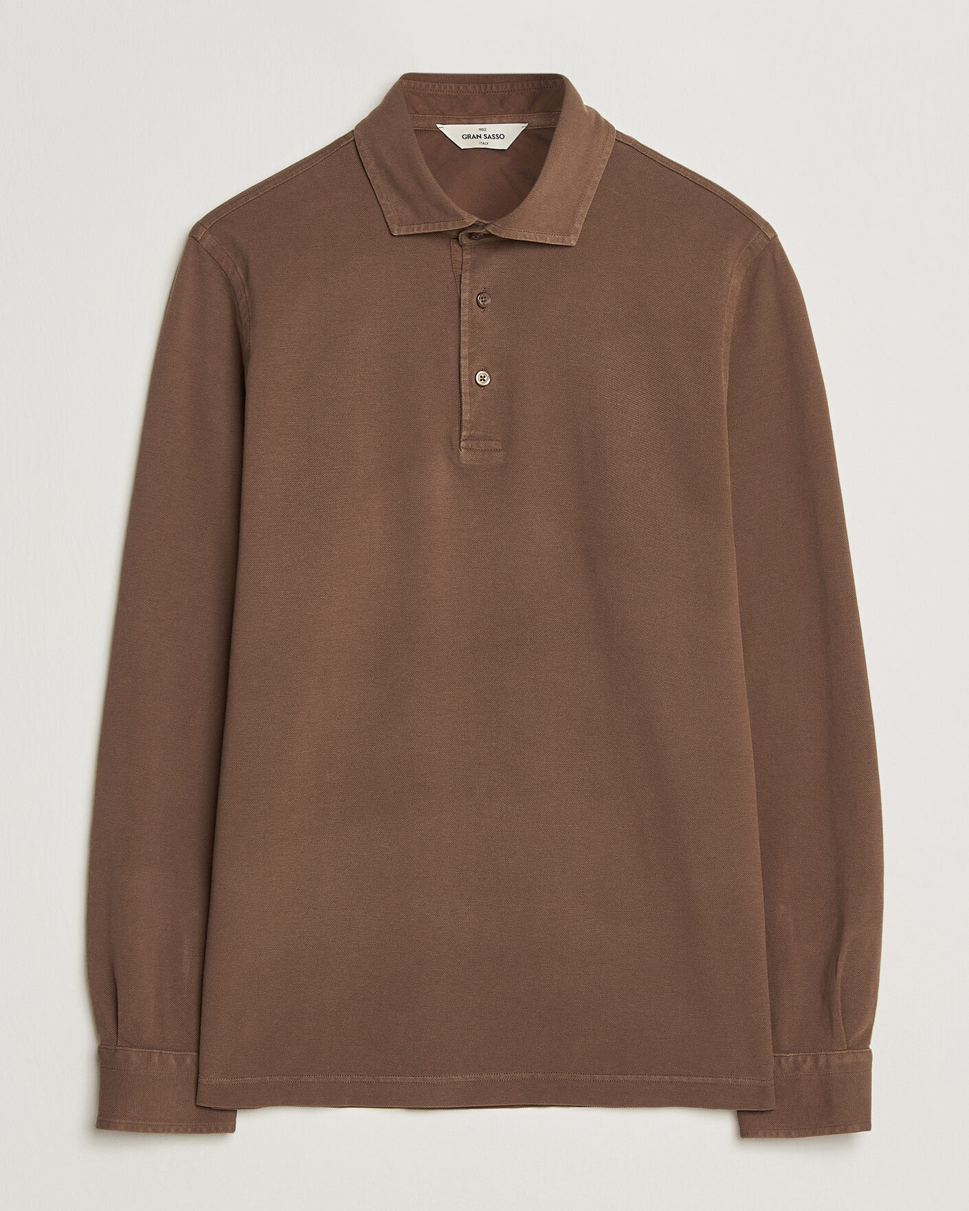 Herre | Pikéer | Gran Sasso | Washed Long Sleeve Polo Brown