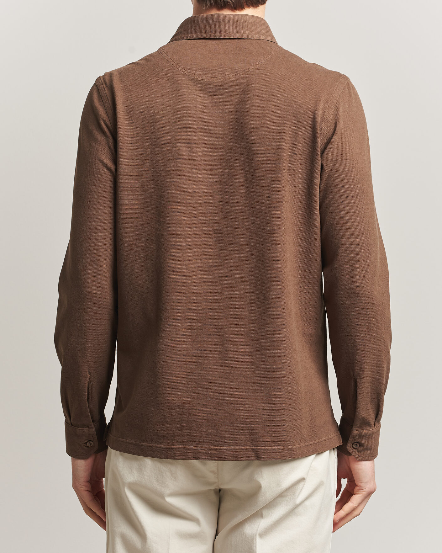 Herre | Pikéer | Gran Sasso | Washed Long Sleeve Polo Brown
