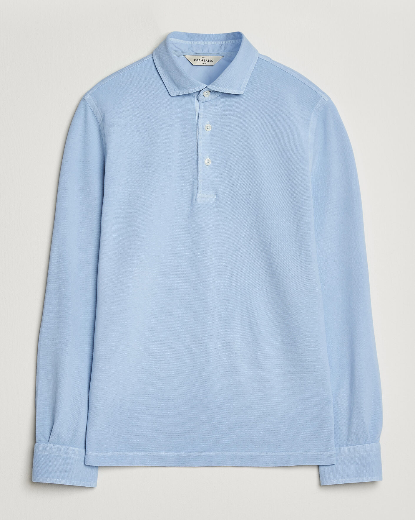 Herre | Pikéer | Gran Sasso | Washed Long Sleeve Polo Light Blue